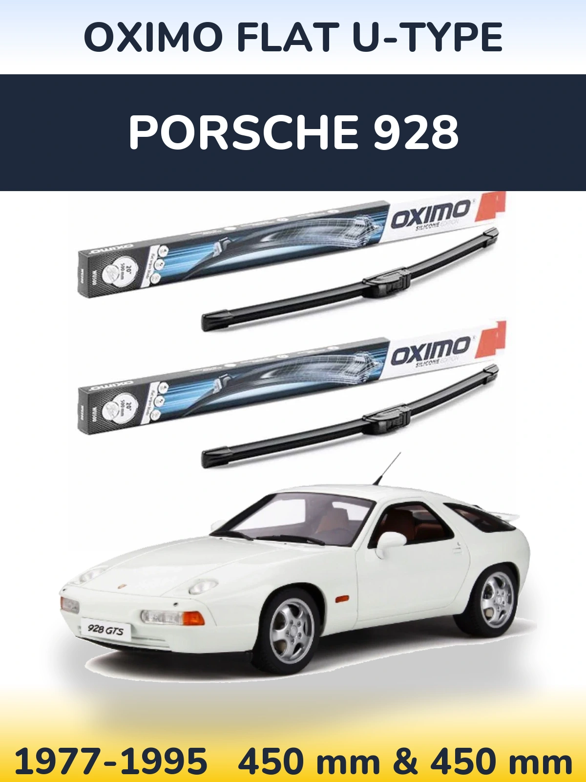 Komplet przednich wycieraczek Oximo Flat U-type 450 & 450 mm do Porsche 928 1977-1995
