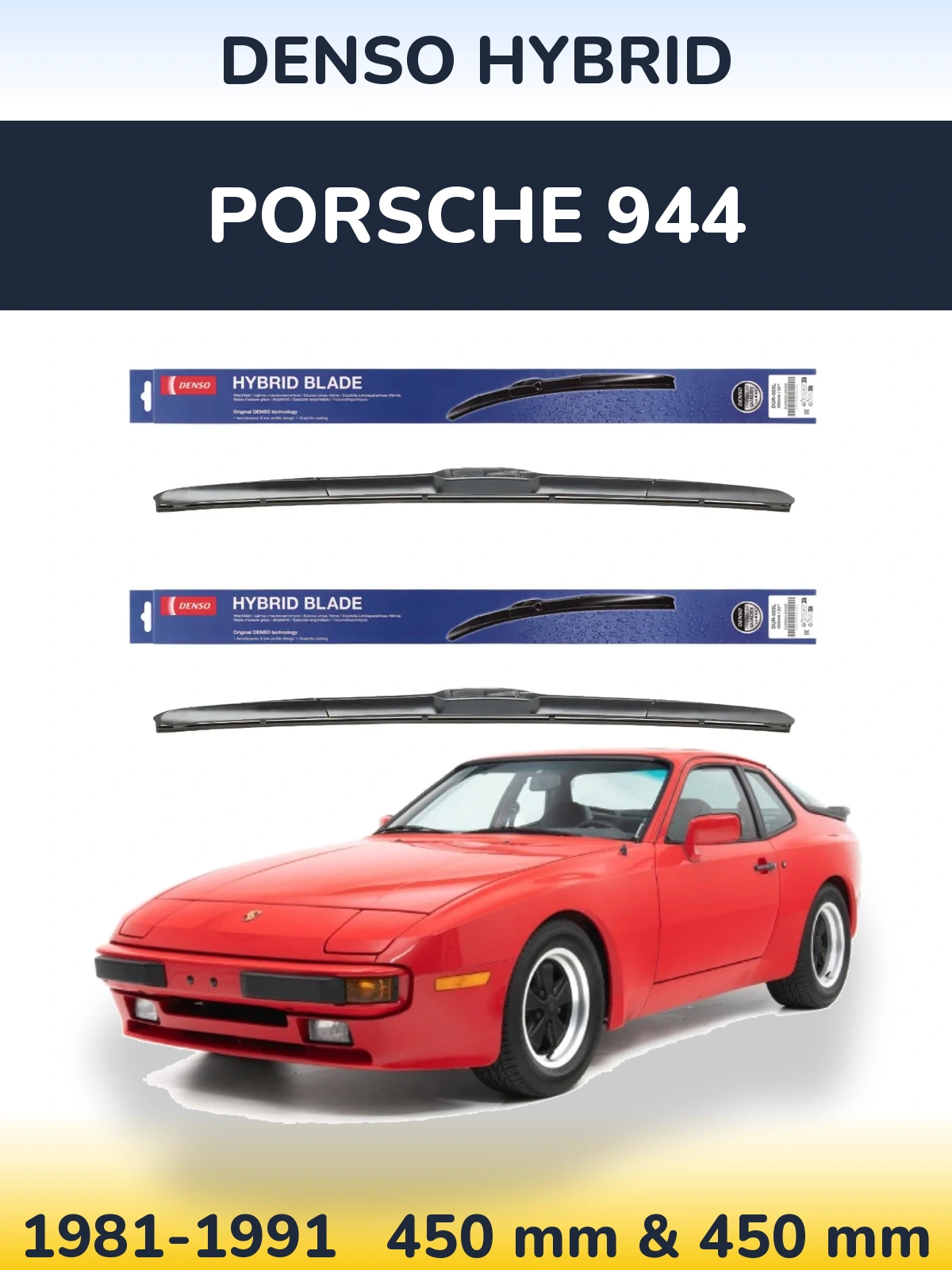 Komplet przednich wycieraczek Denso Hybrid 450 & 450 mm do Porsche 944 1981-1991