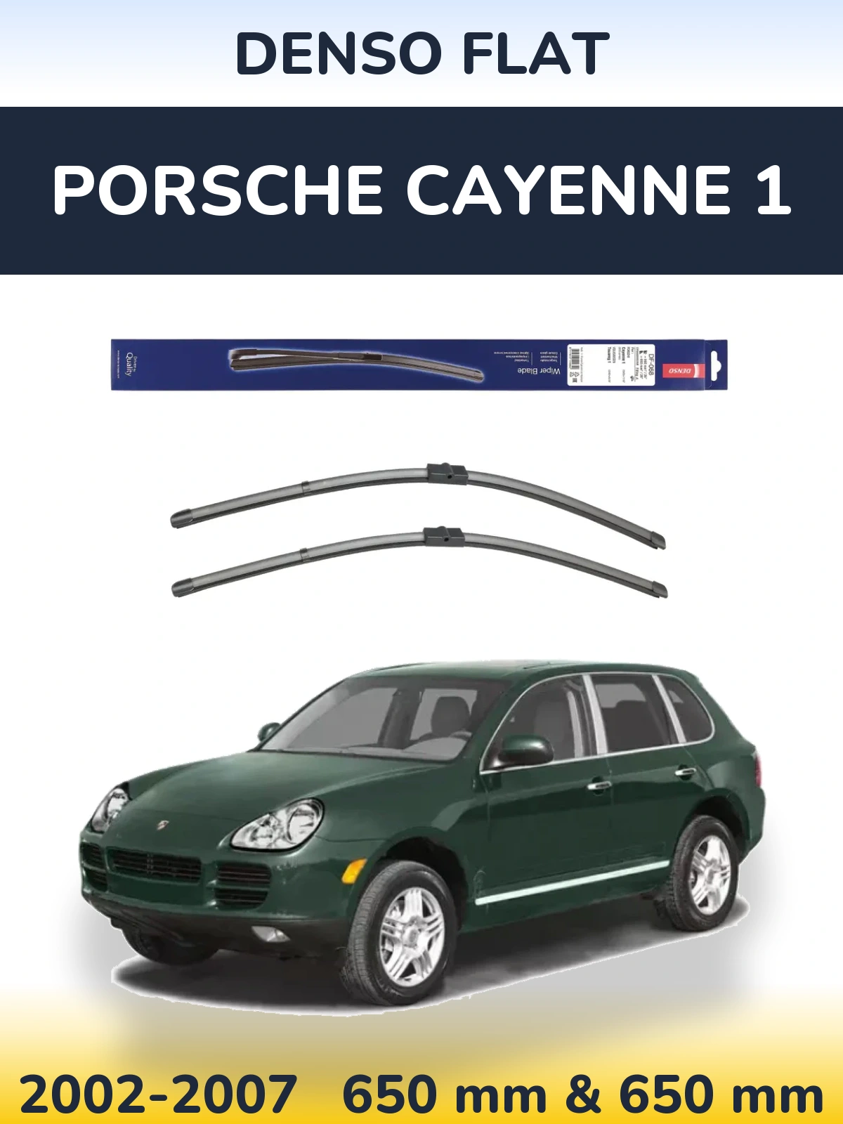 Front wiper blade set Denso Flat 650 & 650 mm for Porsche Cayenne 1 2002-2007