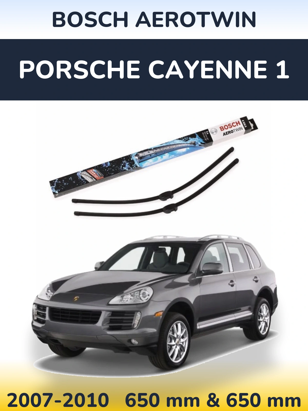 Komplet przednich wycieraczek BOSCH AeroTwin 650 & 650 mm do Porsche Cayenne 1 2007-2010