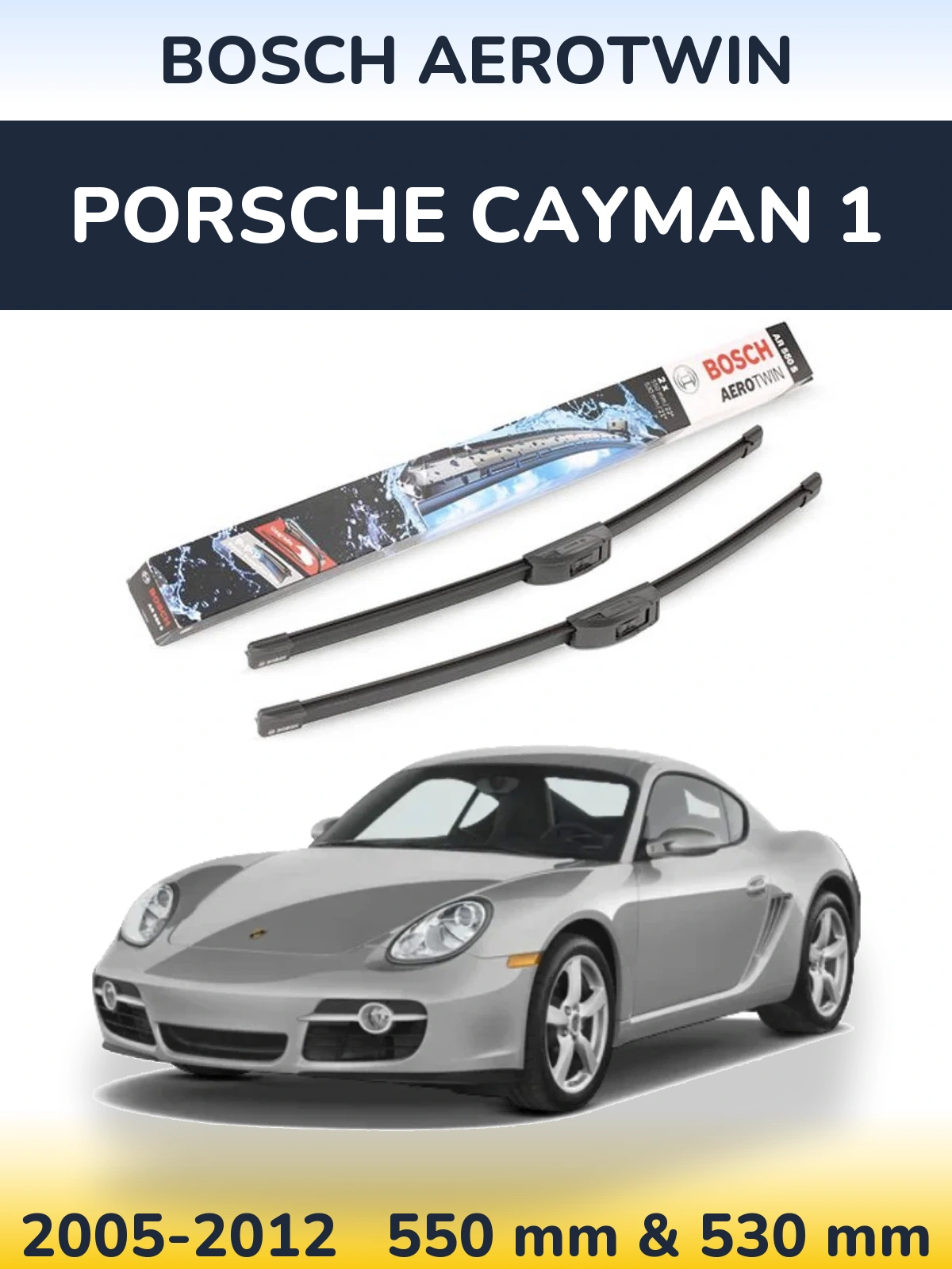 Комплект передних дворников BOSCH AeroTwin 550 & 530 мм для Porsche Cayman 1 2005-2012