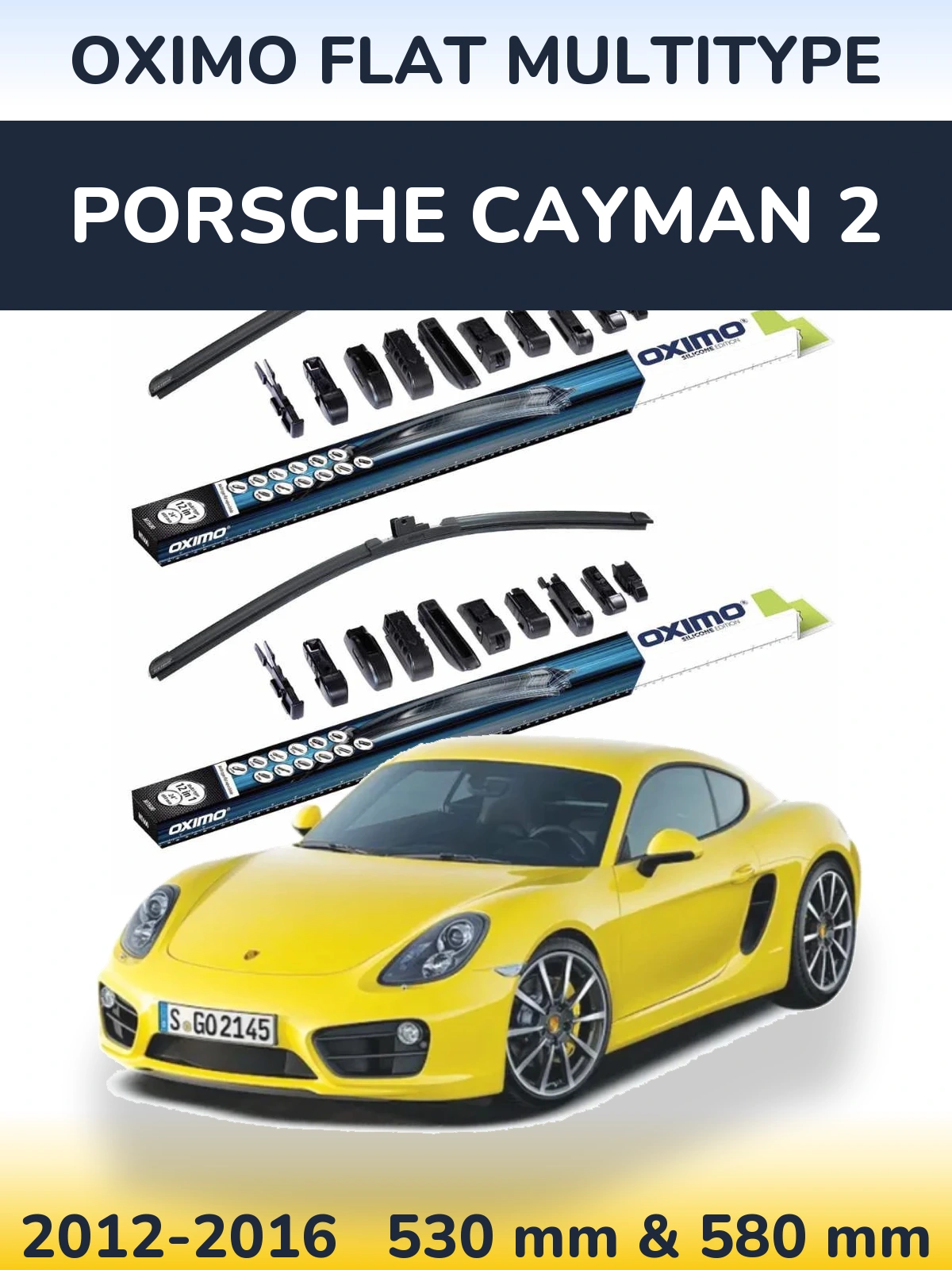 Комплект передних дворников Oximo Flat MultiТипe 530 & 580 мм для Porsche Cayman 2 2012-2016