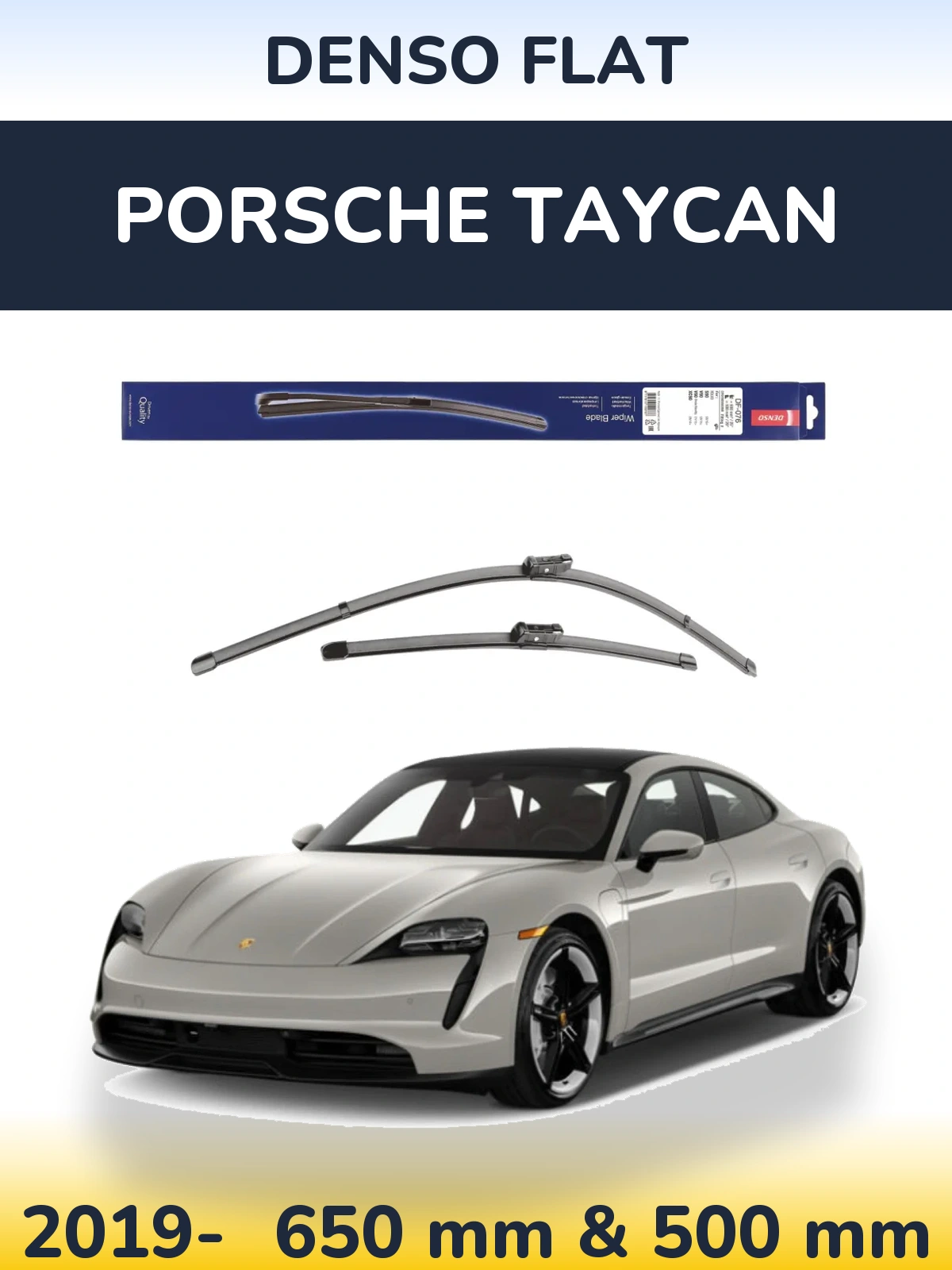 Komplet przednich wycieraczek Denso Flat 630 & 500 mm do Porsche Taycan 2019-2026