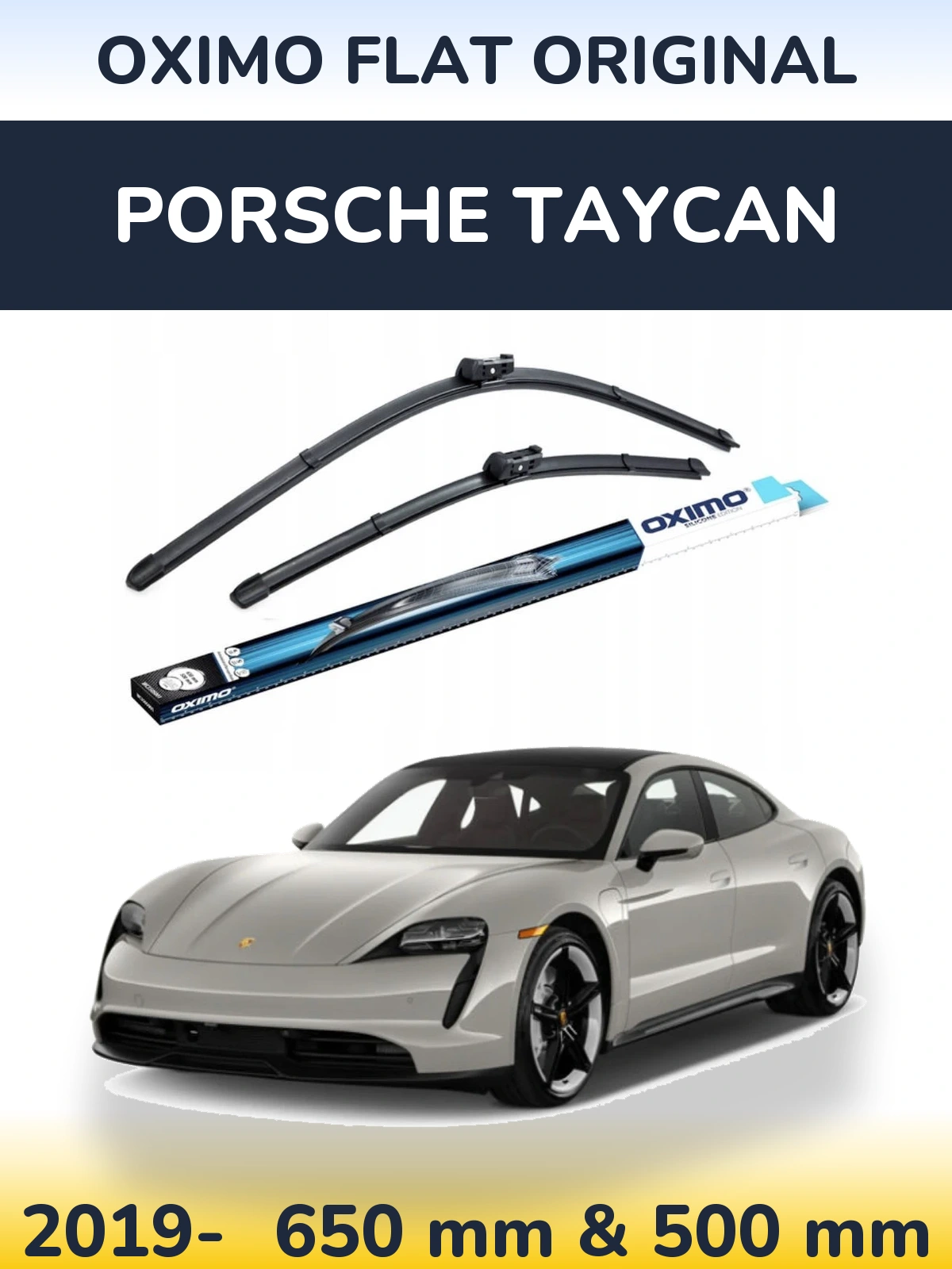 Комплект передних дворников Oximo Flat Original 650 & 500 мм для Porsche Taycan 2019-2026