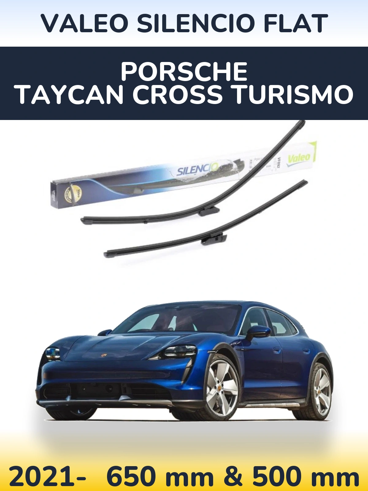 Комплект передних дворников Valeo Silencio Flat 630 & 500 мм для Porsche Taycan Cross Turismo 2021-2026