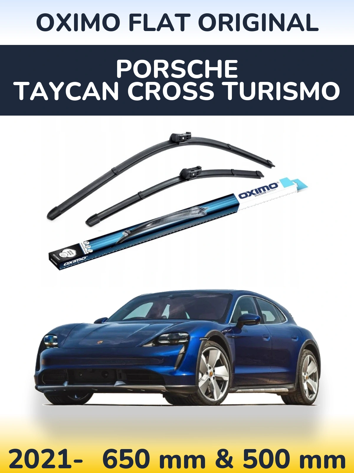 Комплект передних дворников Oximo Flat Original 650 & 500 мм для Porsche Taycan Cross Turismo 2021-2026