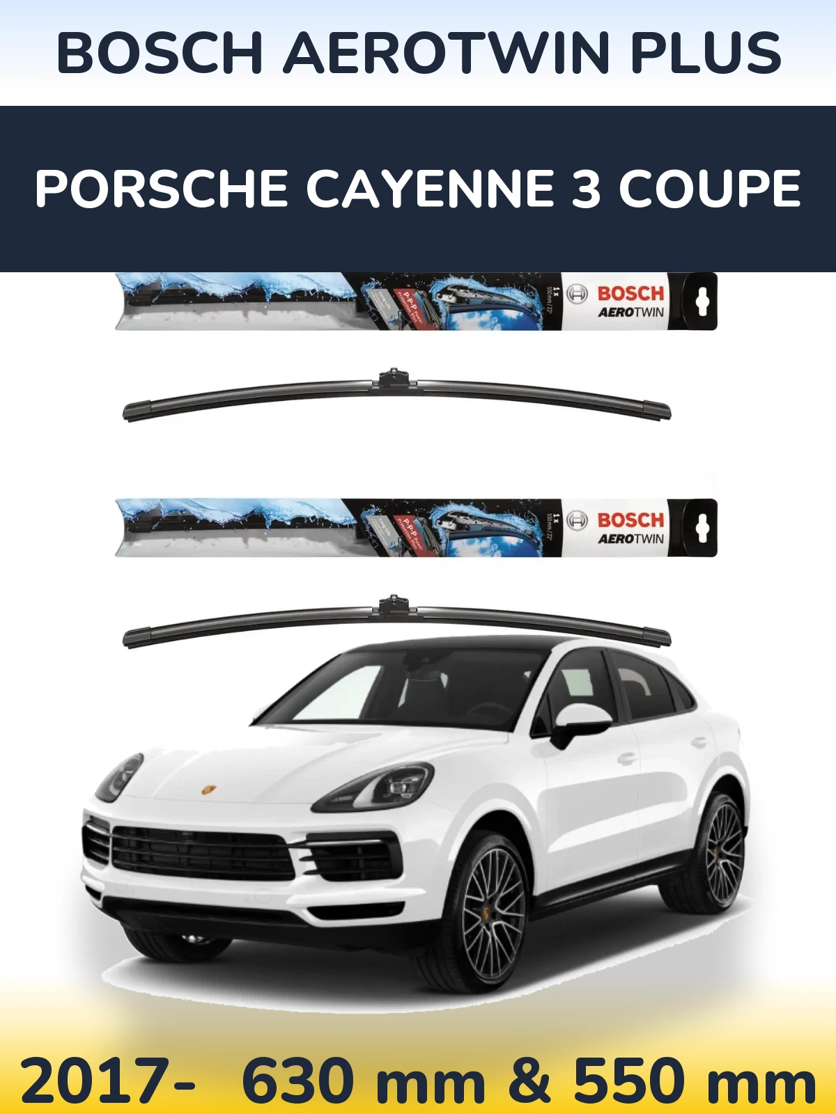 Komplet przednich wycieraczek BOSCH AeroTwin Plus 600 & 550 mm do Porsche Cayenne 3 Coupe 2017-2026