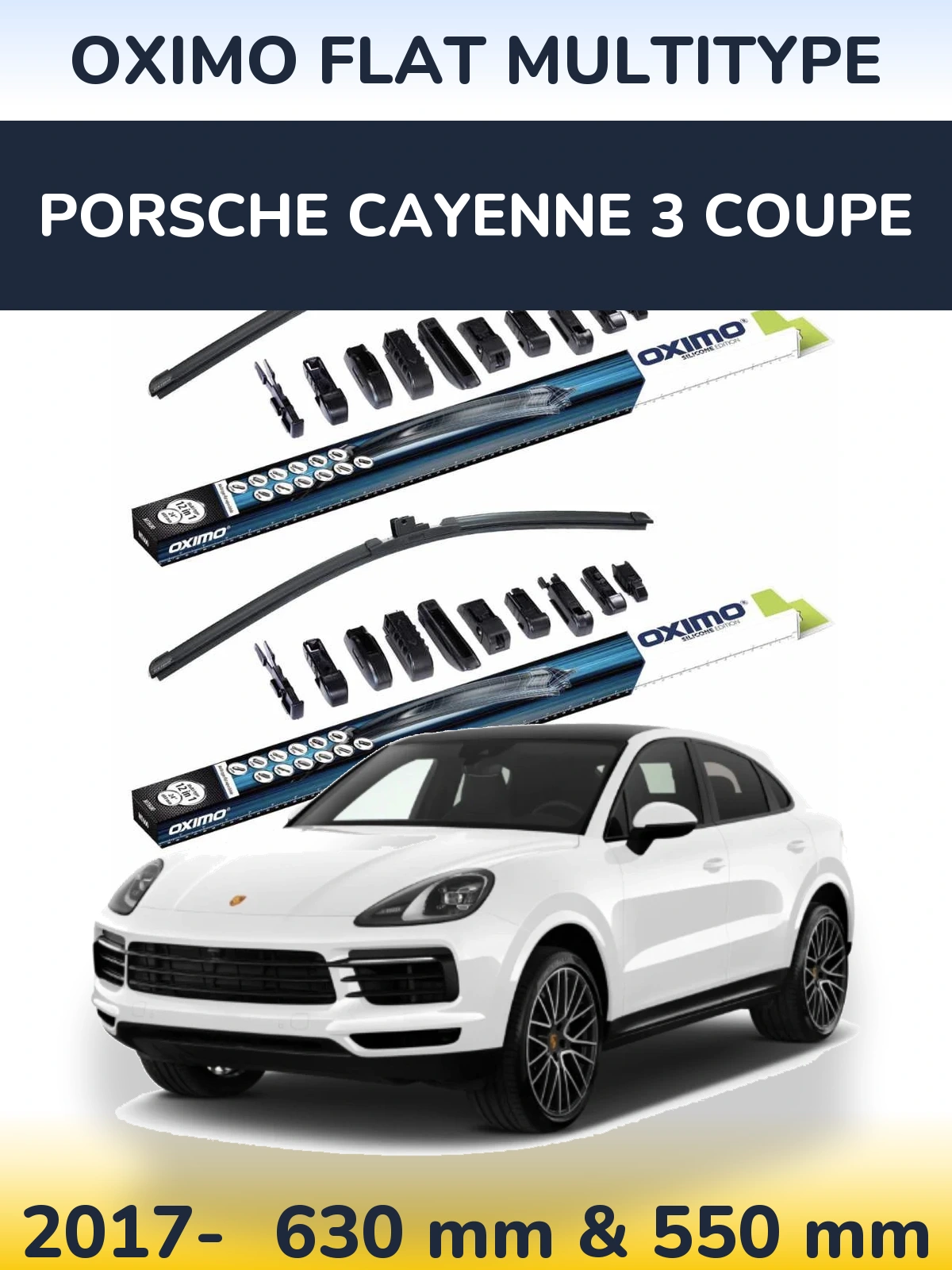 Komplet przednich wycieraczek Oximo Flat MultiType 600 & 550 mm do Porsche Cayenne 3 Coupe 2017-2026