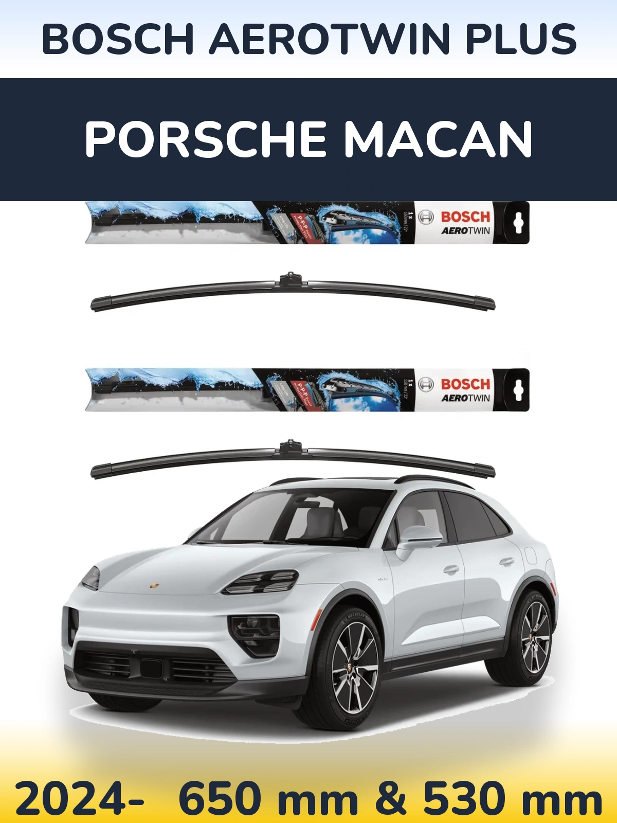 Komplet przednich wycieraczek BOSCH AeroTwin Plus 650 & 530 mm do Porsche Macan 2024-2026