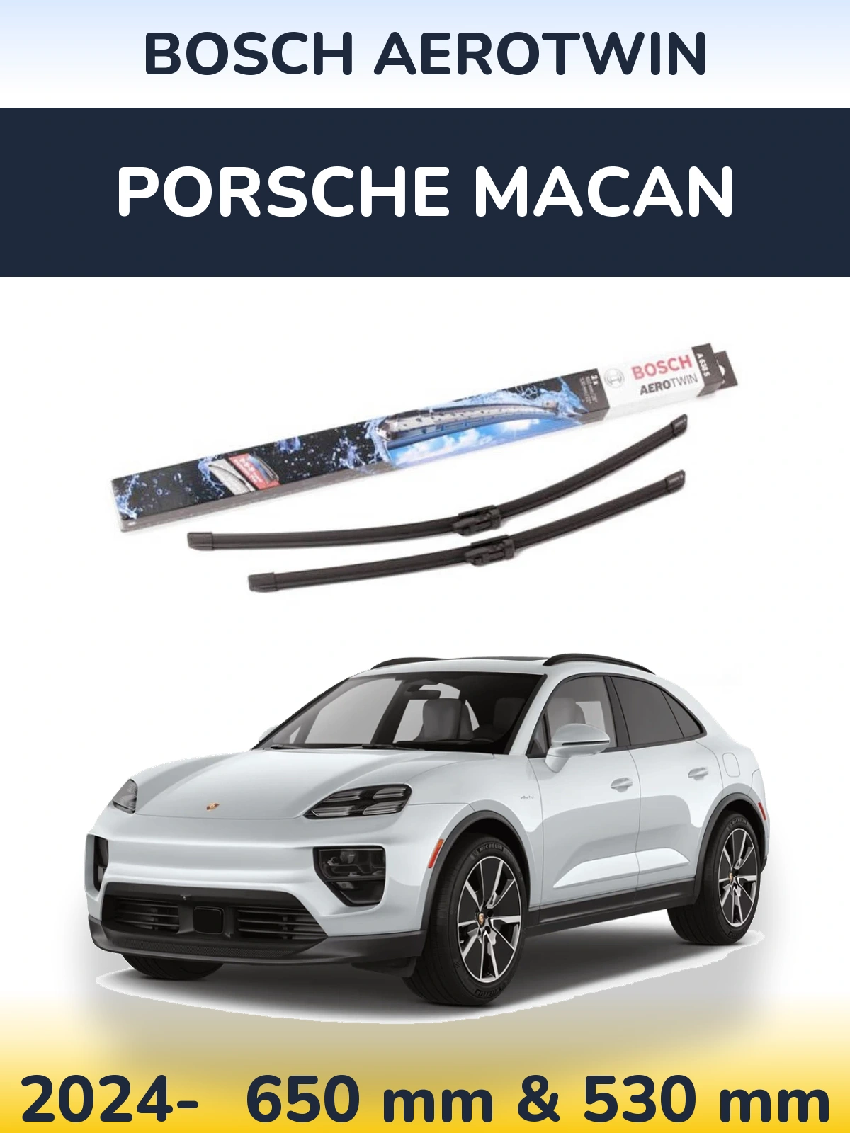 Комплект передних дворников BOSCH AeroTwin 650 & 530 мм для Porsche Macan 2024-2026