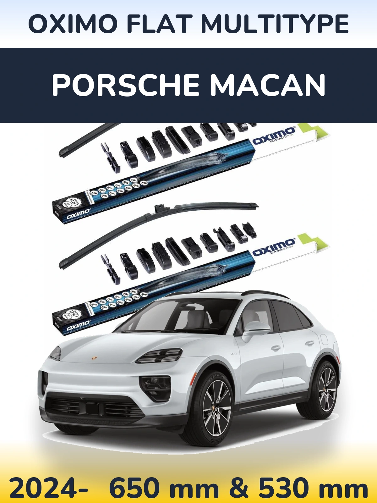 Komplet przednich wycieraczek Oximo Flat MultiType 650 & 530 mm do Porsche Macan 2024-2026