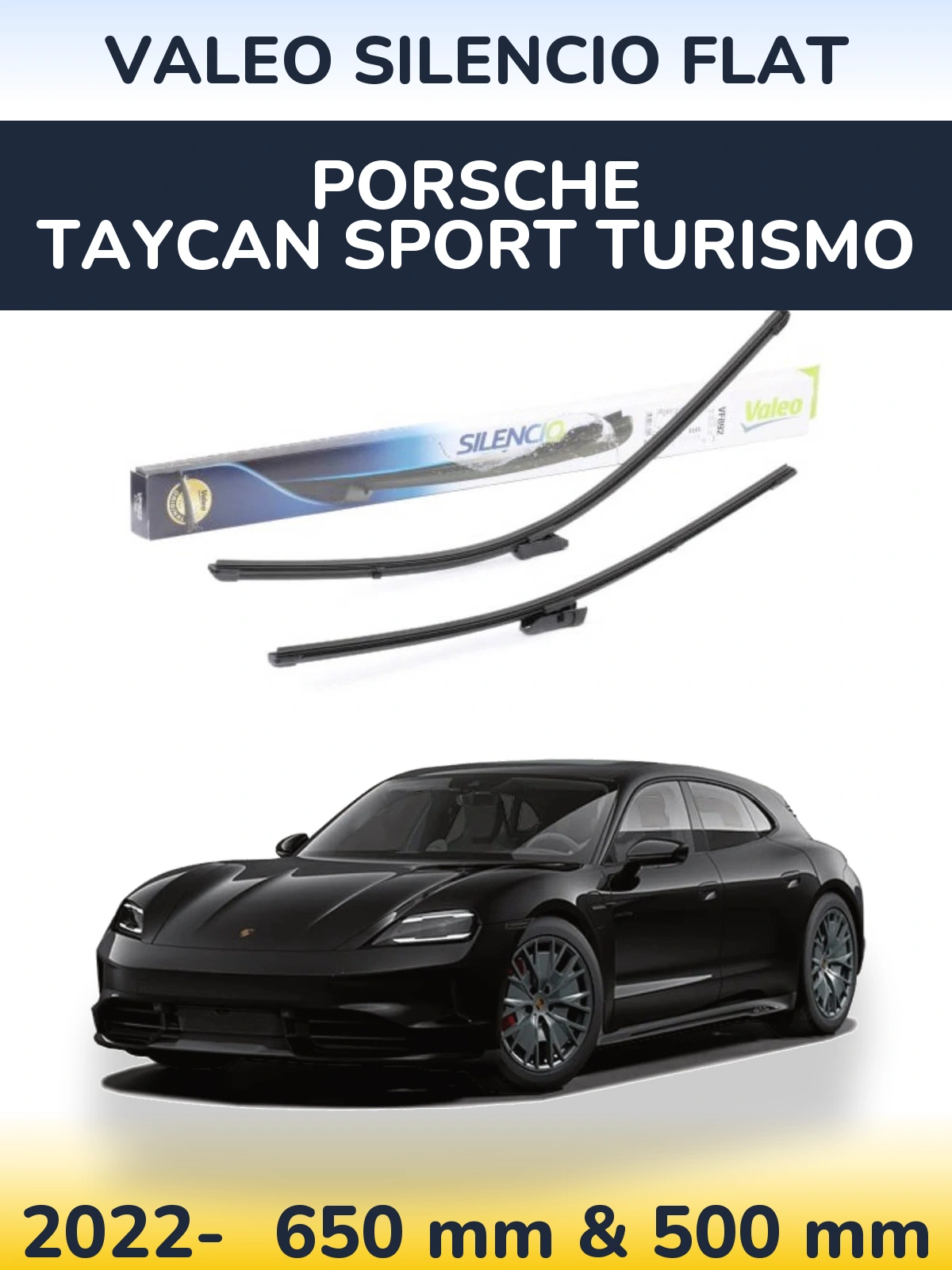 Комплект передних дворников Valeo Silencio Flat 630 & 500 мм для Porsche Taycan Sport Turismo 2022-2026