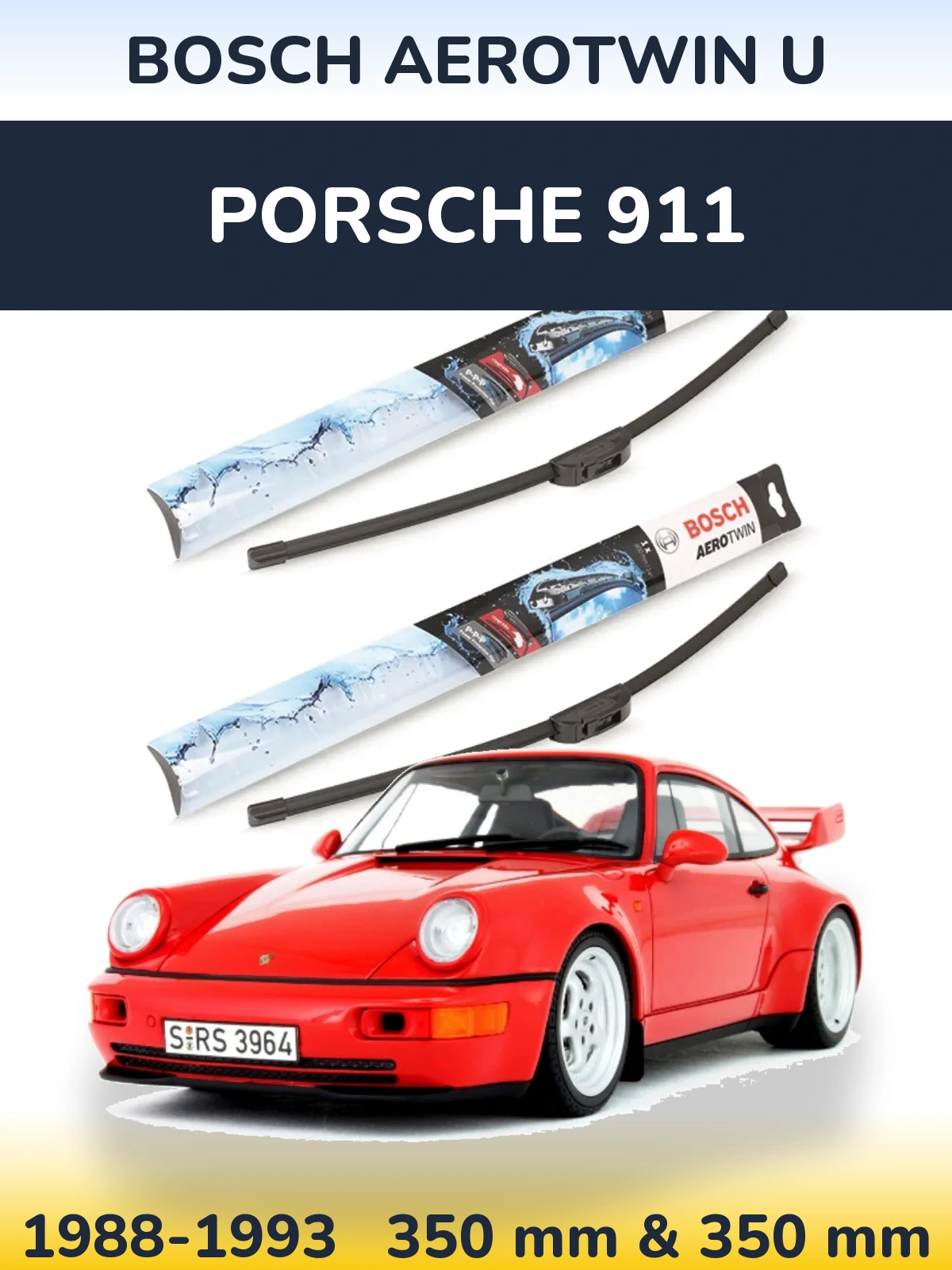 Komplet przednich wycieraczek BOSCH AeroTwin U 350 & 350 mm do Porsche 911 1988-1993