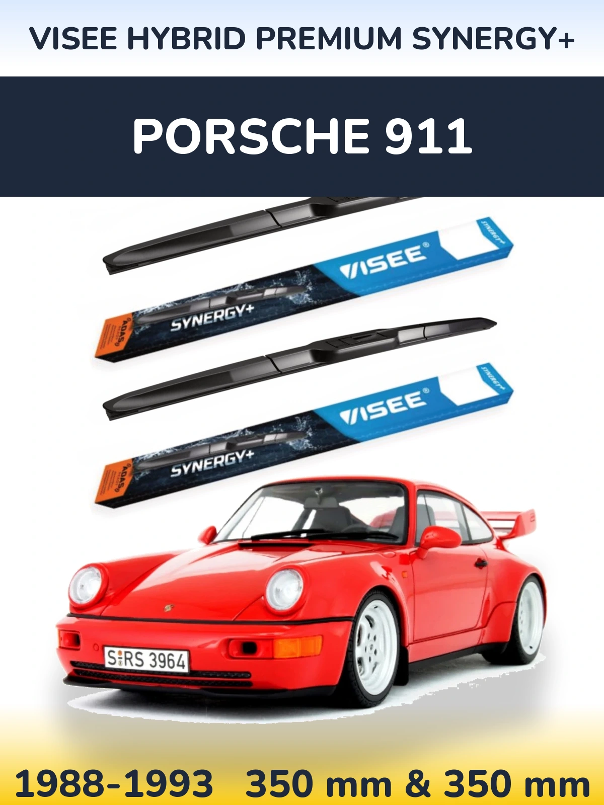 Комплект передних дворников VISEE HYBRID PREMIUM SYNERGY+ 350 & 350 мм для Porsche 911 1988-1993