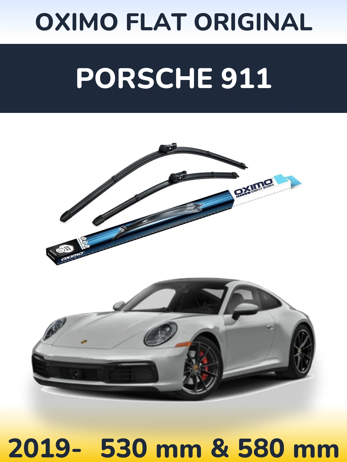 Komplet przednich wycieraczek Oximo Flat Original 530 & 580 mm do Porsche 911 2019-2026
