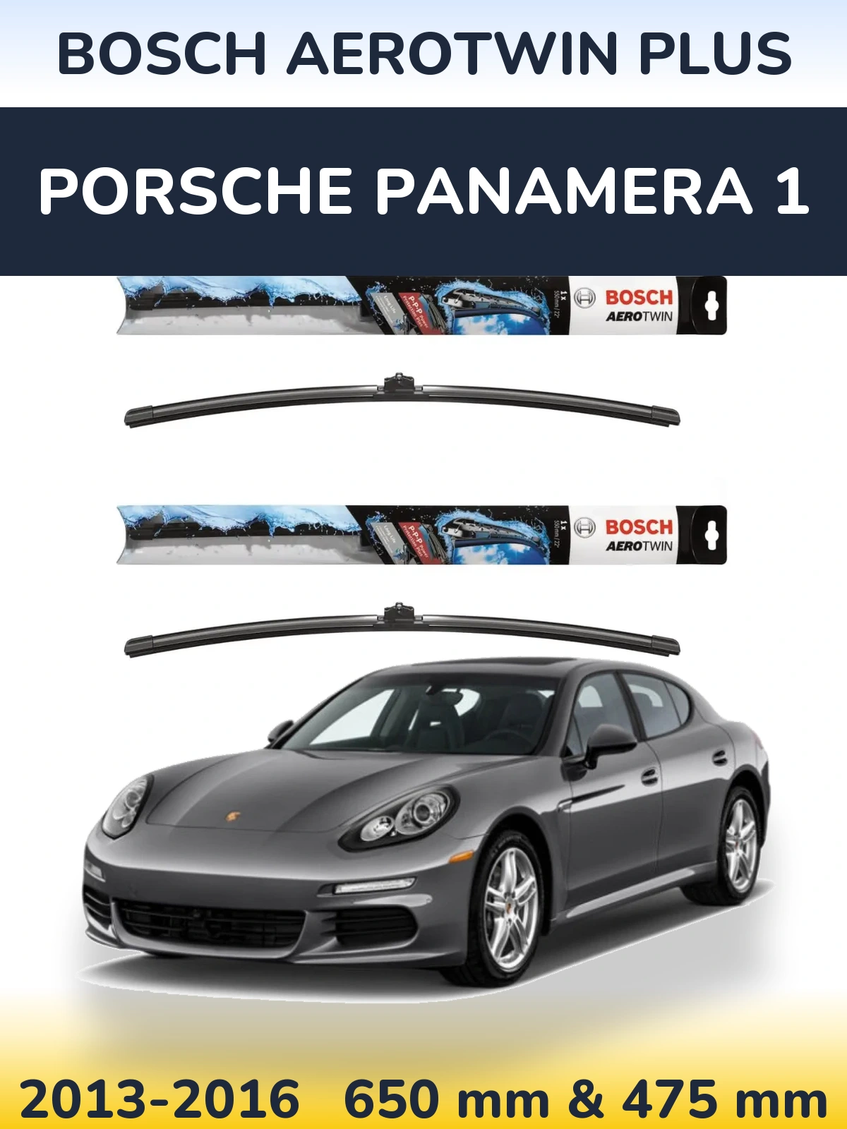 Komplet przednich wycieraczek BOSCH AeroTwin Plus 650 & 475 mm do Porsche Panamera 1 2013-2016