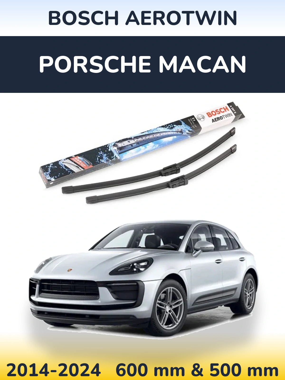 Komplet przednich wycieraczek BOSCH AeroTwin 600 & 500 mm do Porsche Macan 2014-2024
