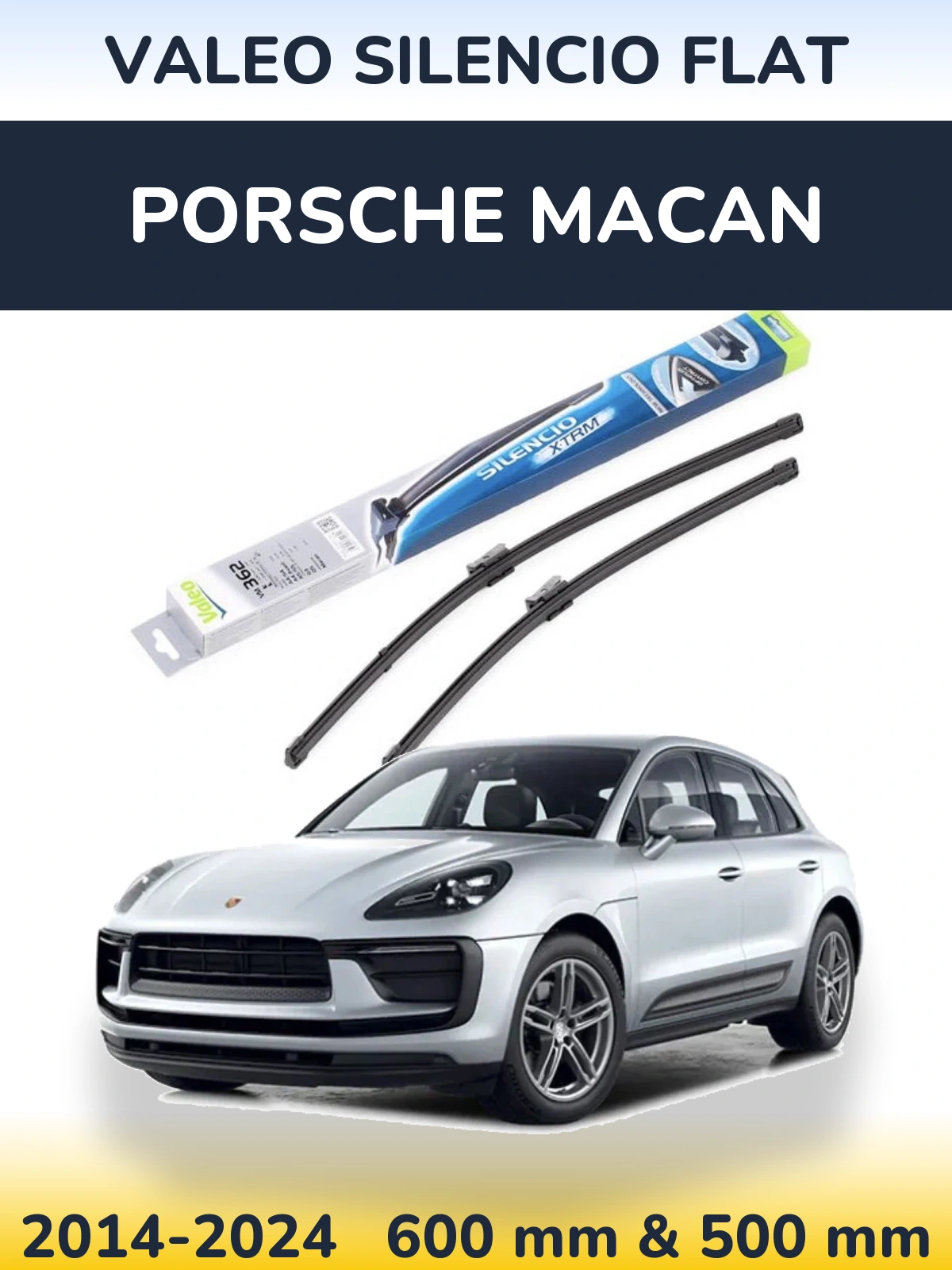 Комплект передних дворников Valeo Silencio Flat 600 & 500 мм для Porsche Macan 2014-2024