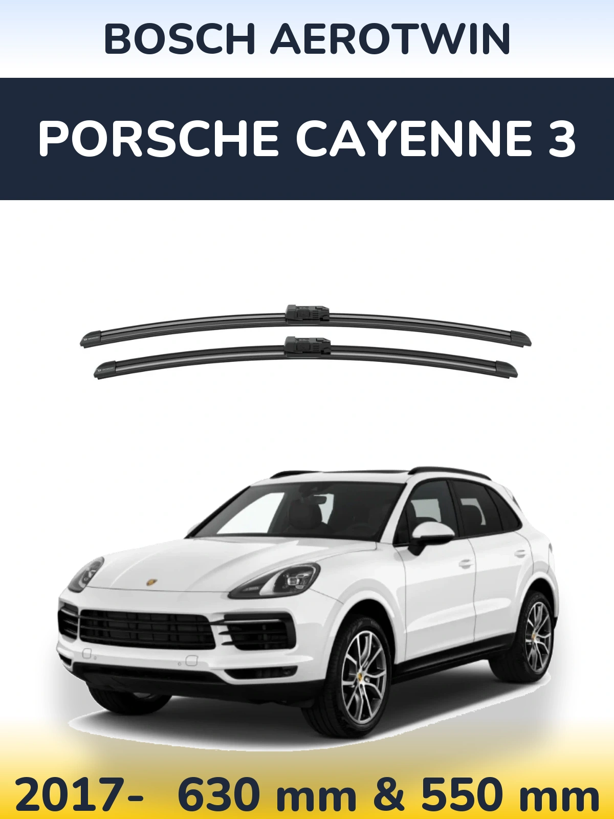 Komplet przednich wycieraczek BOSCH AeroTwin 625 & 550 mm do Porsche Cayenne 3 2017-2026