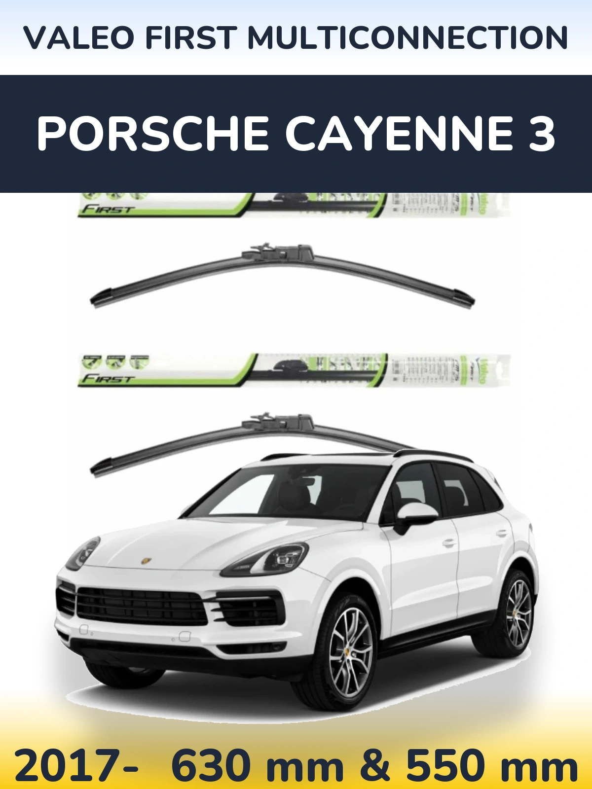 Komplet przednich wycieraczek Valeo First MultiConnection 600 & 550 mm do Porsche Cayenne 3 2017-2026
