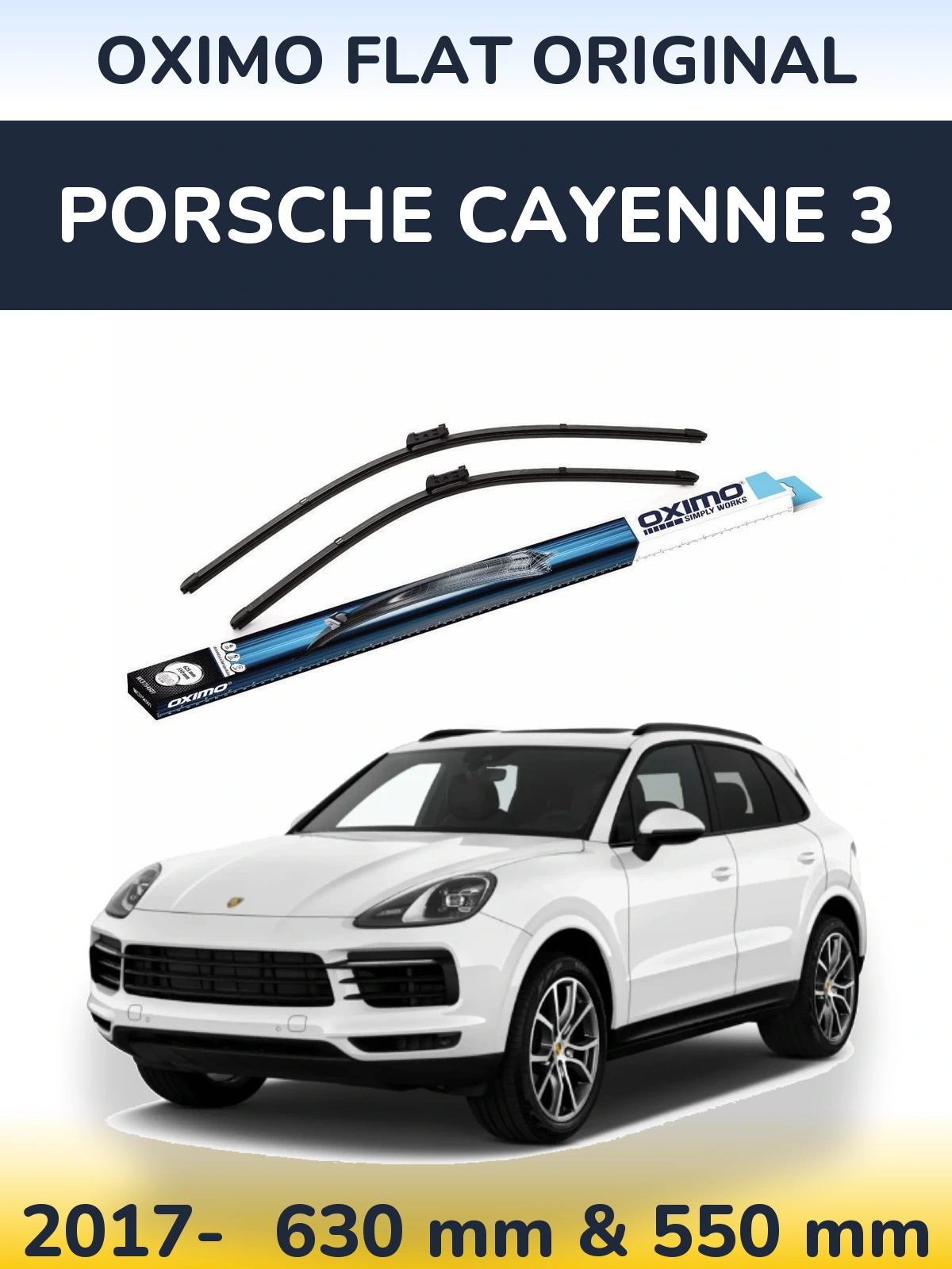 Komplet przednich wycieraczek Oximo Flat Original 630 & 550 mm do Porsche Cayenne 3 2017-2026