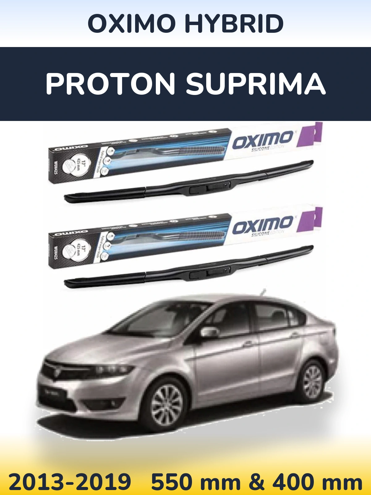 Komplet przednich wycieraczek Oximo Hybrid 550 & 400 mm do Proton Suprima 2013-2019