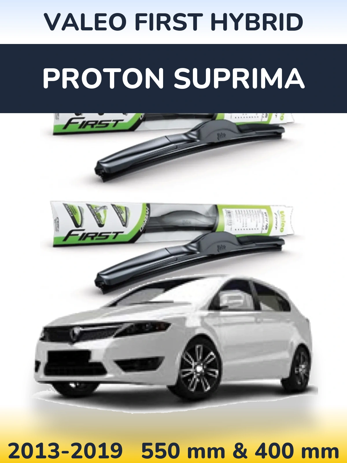 Komplet przednich wycieraczek Valeo First Hybrid 550 & 400 mm do Proton Suprima 2013-2019