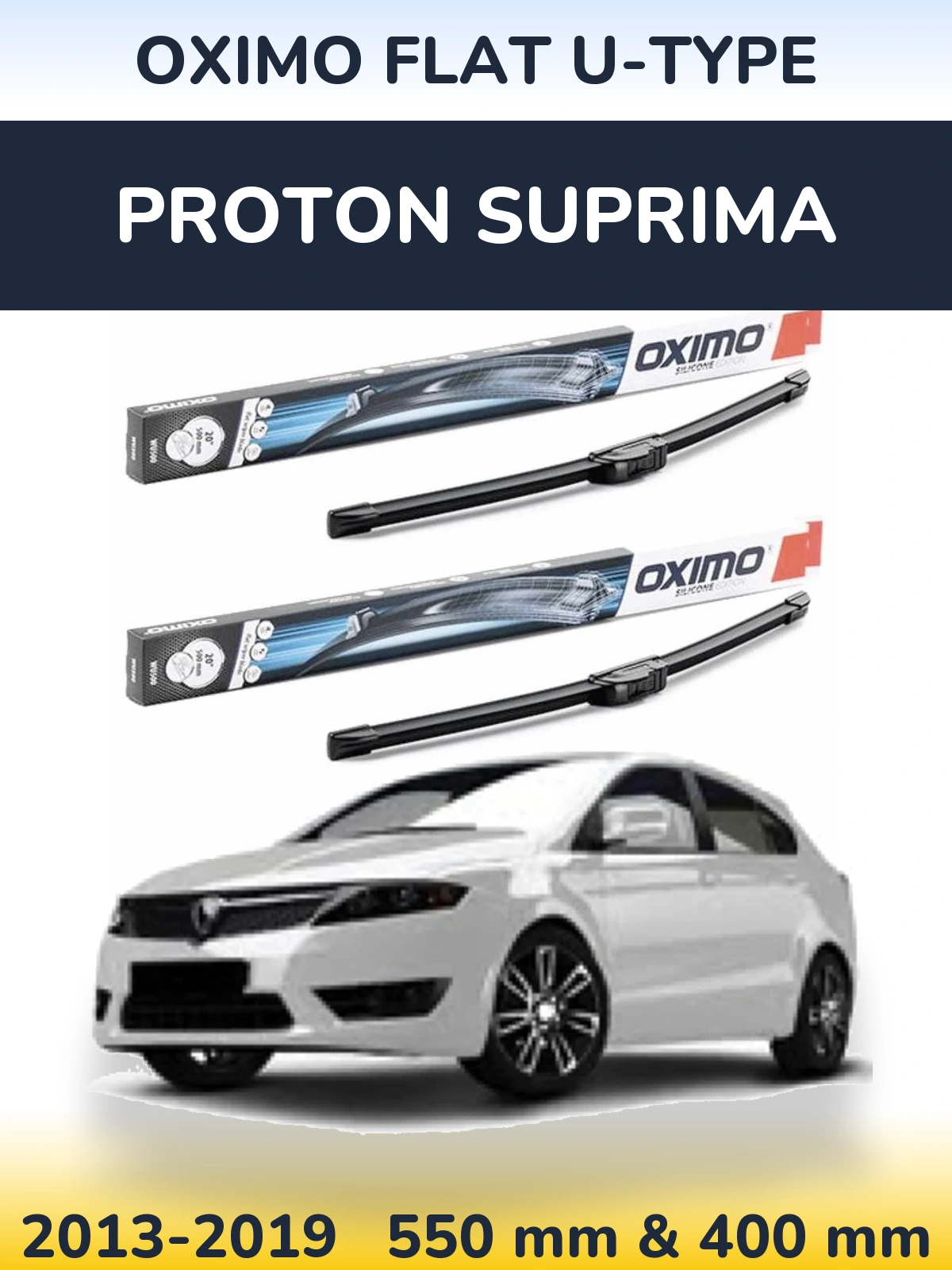Komplet przednich wycieraczek Oximo Flat U-type 550 & 400 mm do Proton Suprima 2013-2019