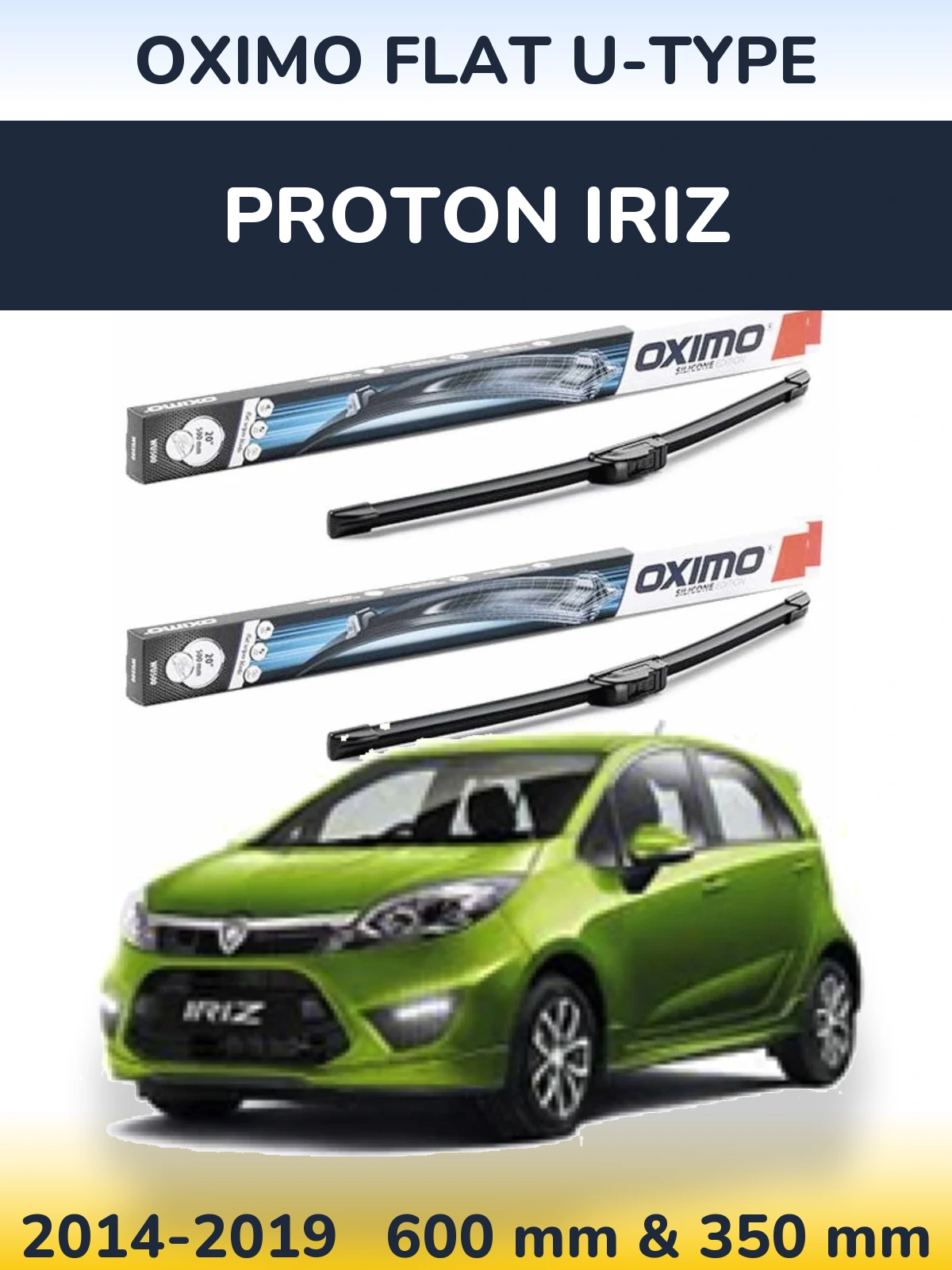 Комплект передних дворников Oximo Flat U-type 600 & 350 мм для Proton Iriz 2014-2019