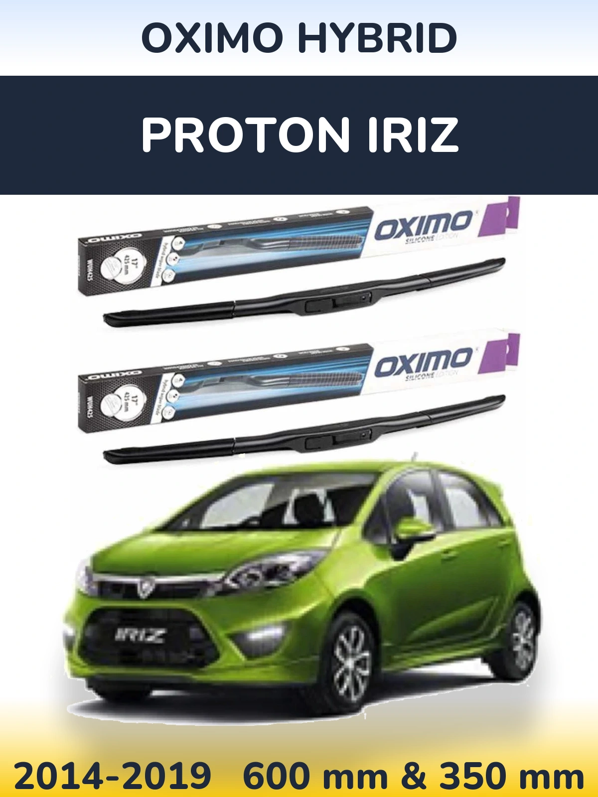 Комплект передних дворников Oximo Hybrid 600 & 350 мм для Proton Iriz 2014-2019