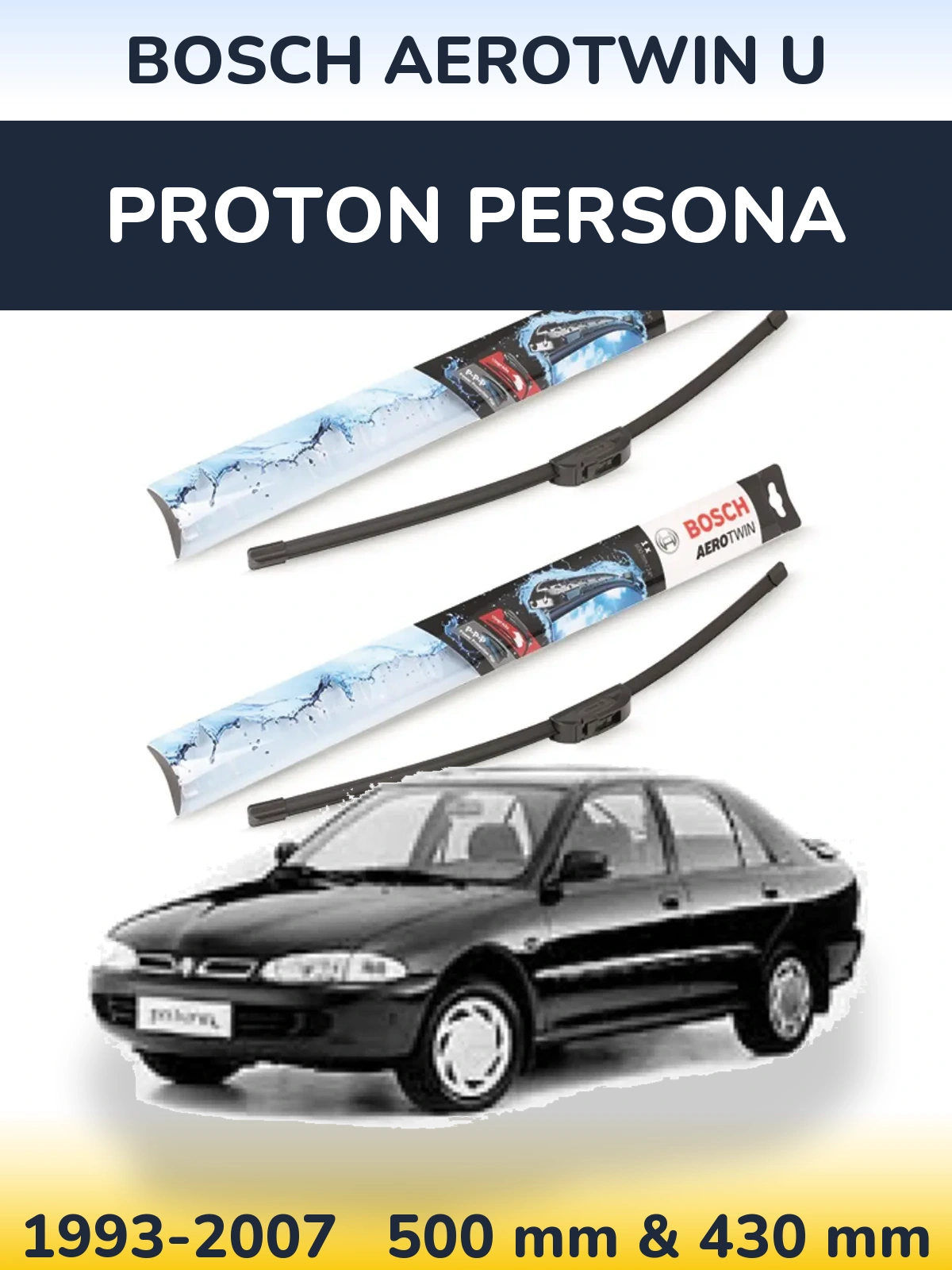 Komplet przednich wycieraczek BOSCH AeroTwin U 500 & 430 mm do Proton Persona 1993-2007