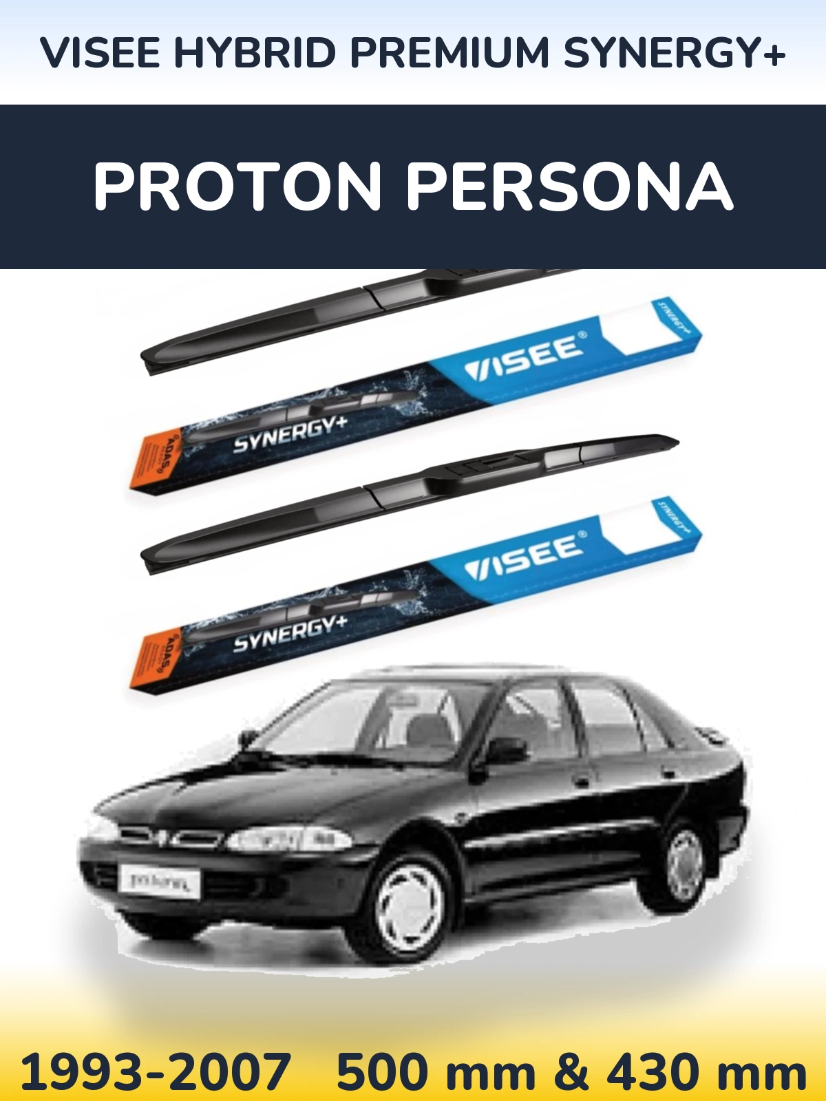 Комплект передних дворников VISEE HYBRID PREMIUM SYNERGY+ 500 & 430 мм для Proton Persona 1993-2007