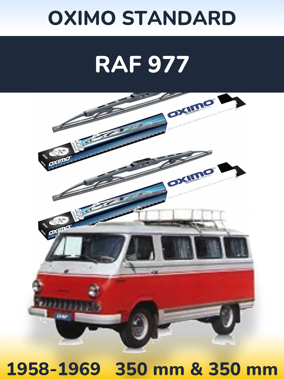 Комплект передних дворников Oximo Standard 350 & 350 мм для RAF 977 1958-1969