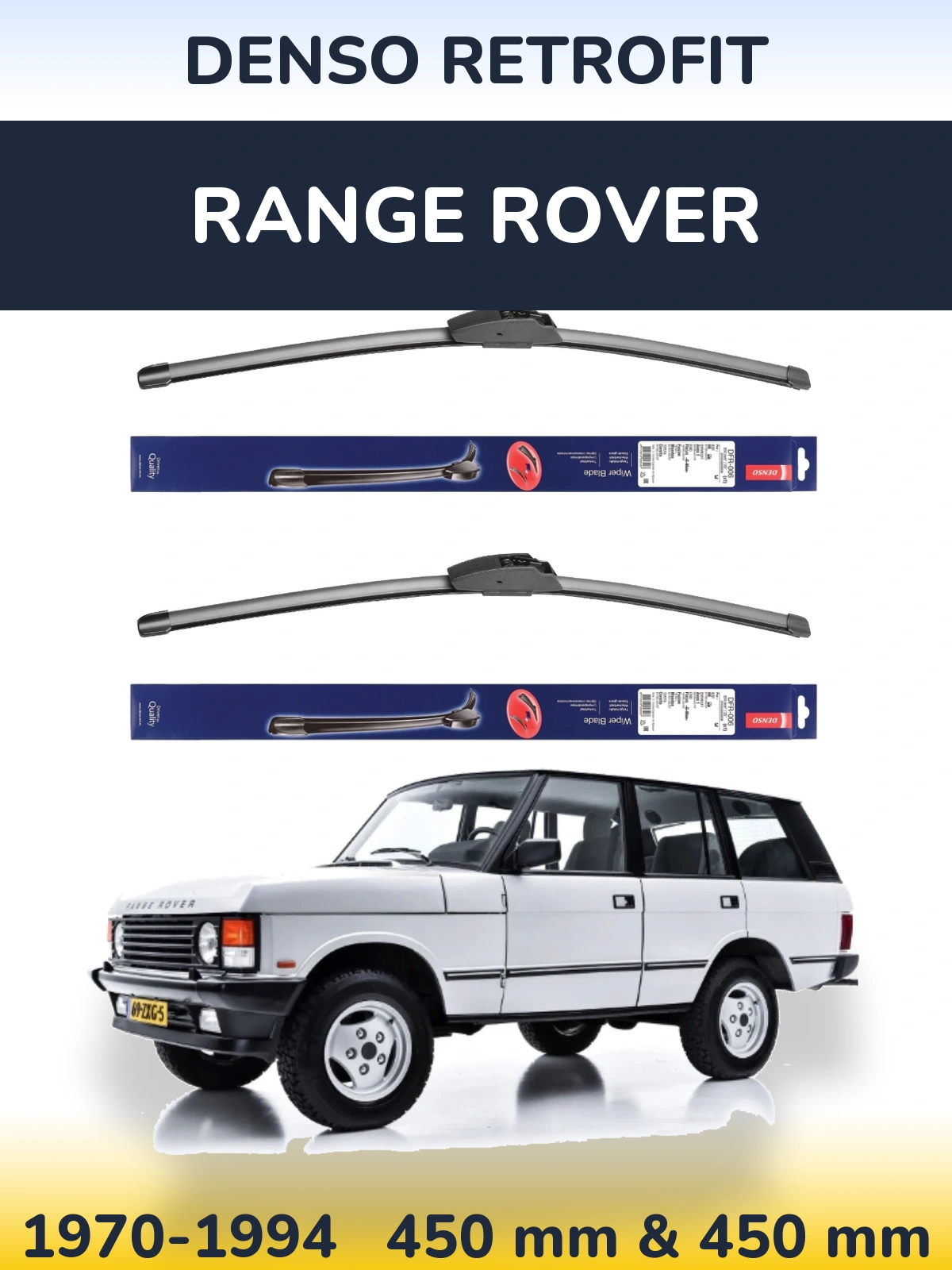 Komplet przednich wycieraczek Denso Retrofit 450 & 450 mm do Range Rover  1970-1994