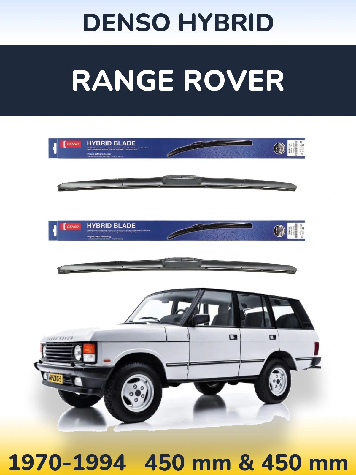 Komplet przednich wycieraczek Denso Hybrid 450 & 450 mm do Range Rover  1970-1994