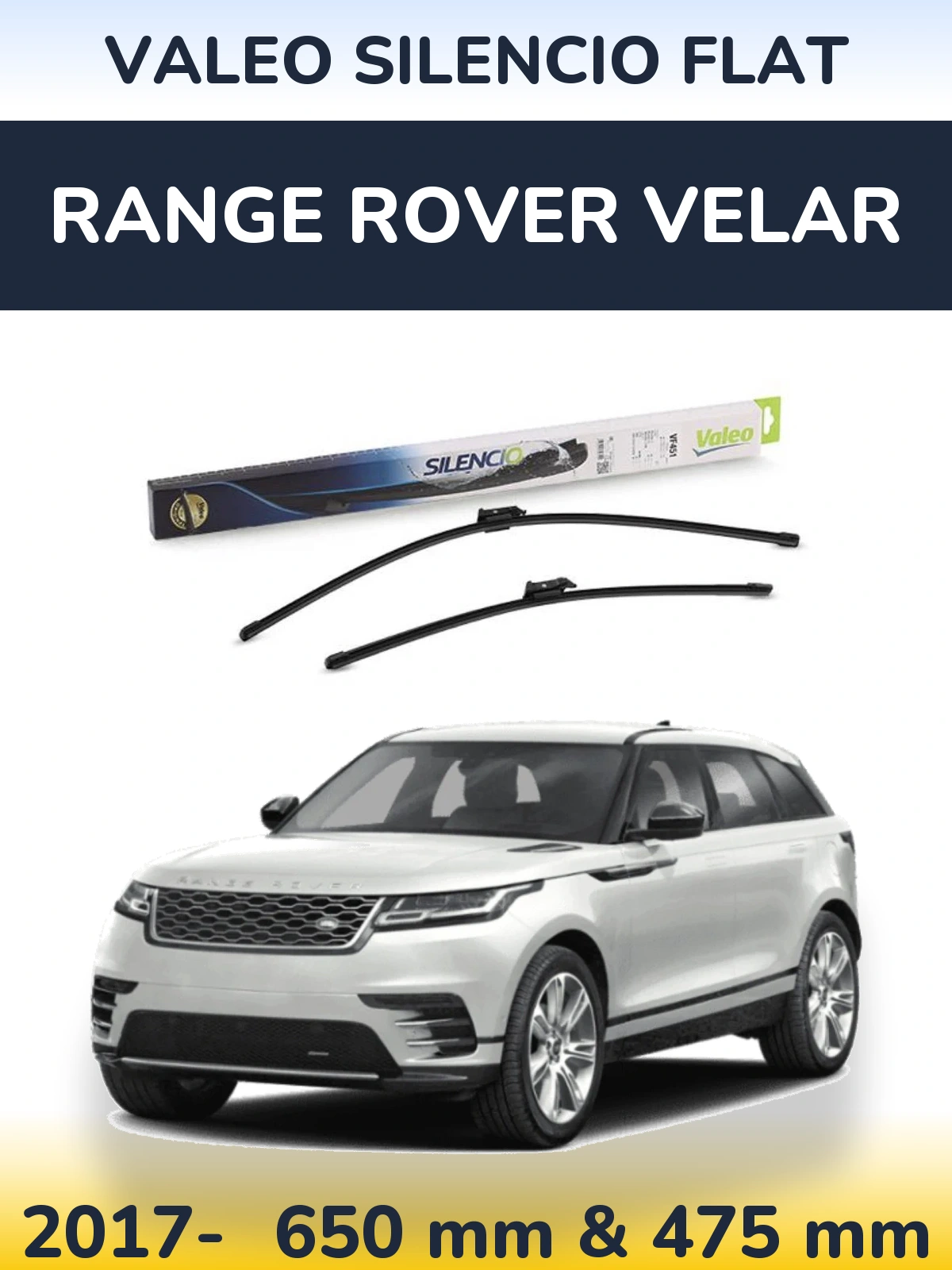 Комплект передних дворников Valeo Silencio Flat 650 & 475 мм для Range Rover Velar 2017-2026