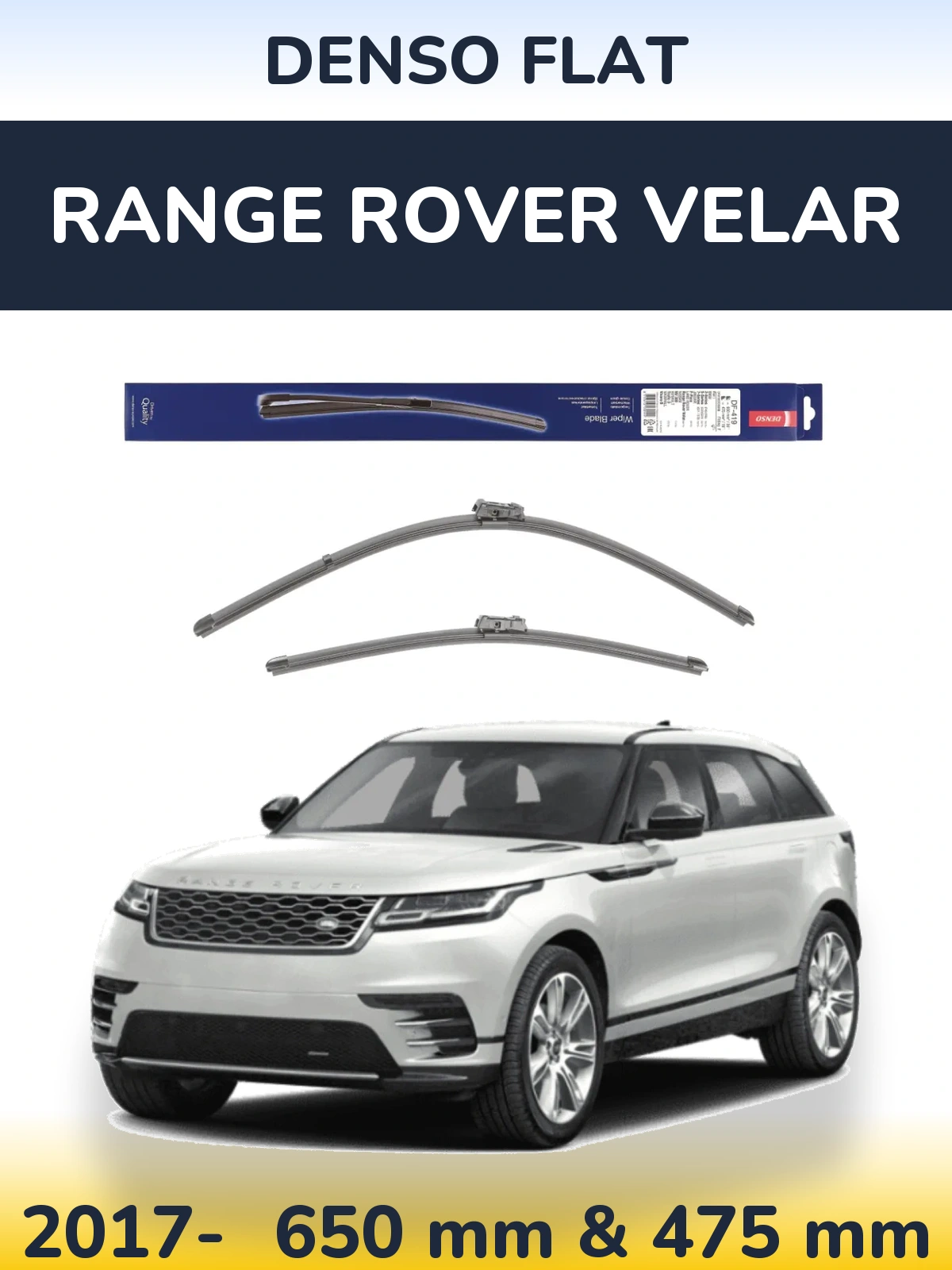 Комплект передних дворников Denso Flat 650 & 475 мм для Range Rover Velar 2017-2026