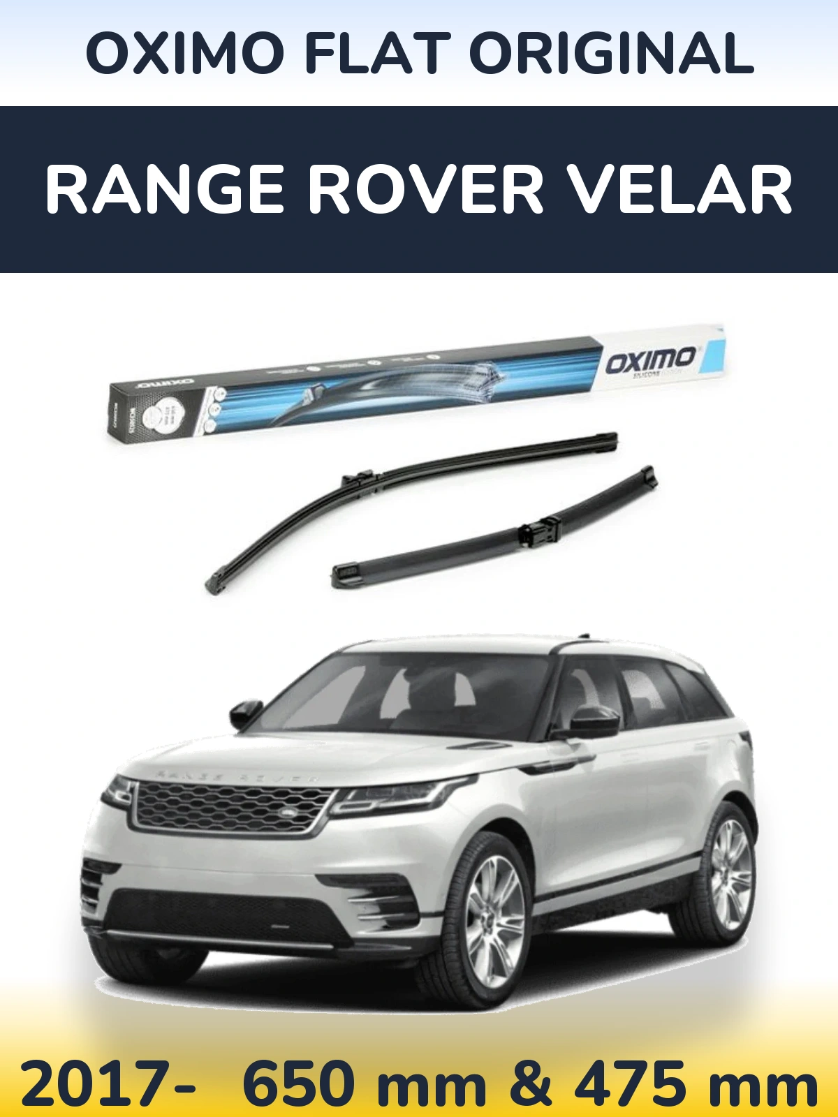 Комплект передних дворников Oximo Flat Original 650 & 475 мм для Range Rover Velar 2017-2026