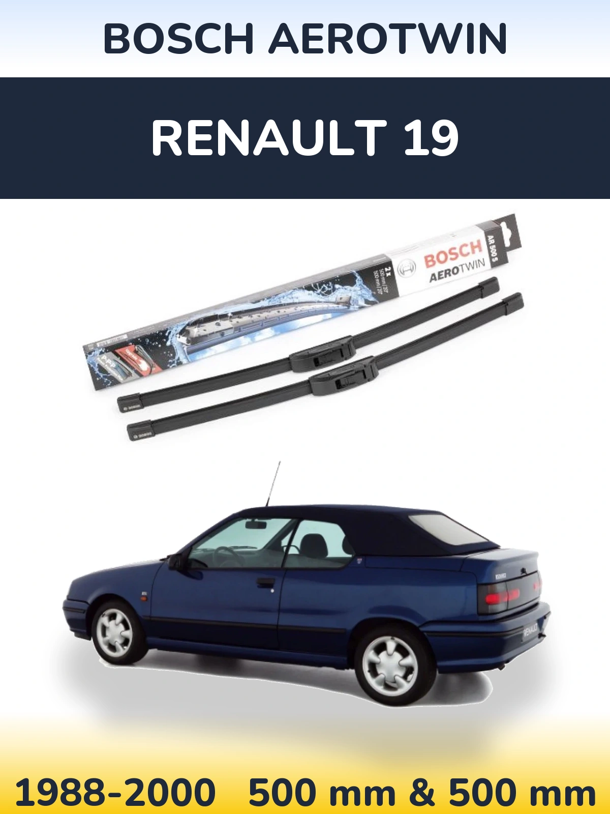 Комплект передніх щіток BOSCH AeroTwin 500 & 500 мм для Renault 19 1988-2000