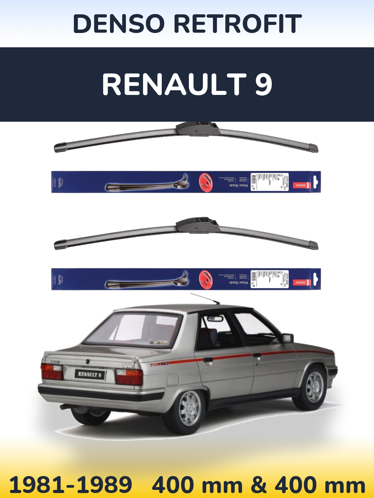 Комплект передніх щіток Denso Retrofit 400 & 400 мм для Renault 9 1981-1989