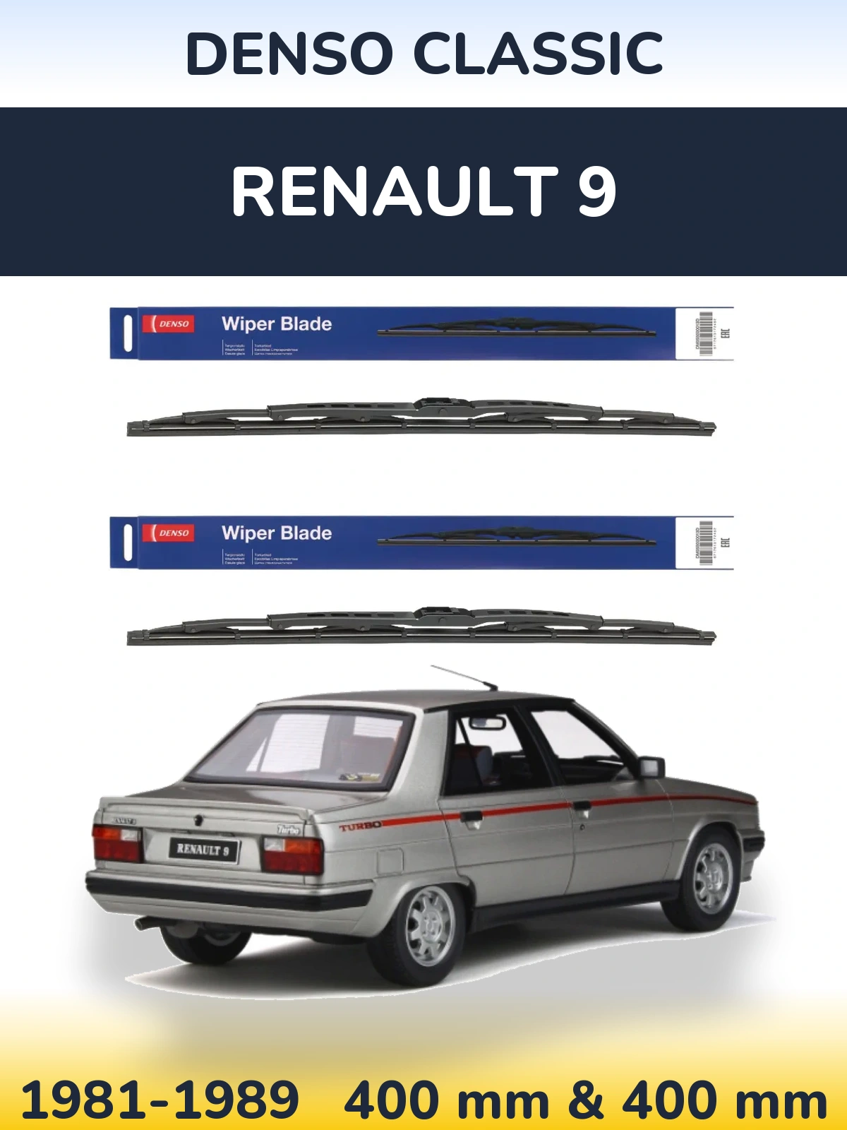 Komplet przednich wycieraczek Denso Classic 400 & 400 mm do Renault 9 1981-1989