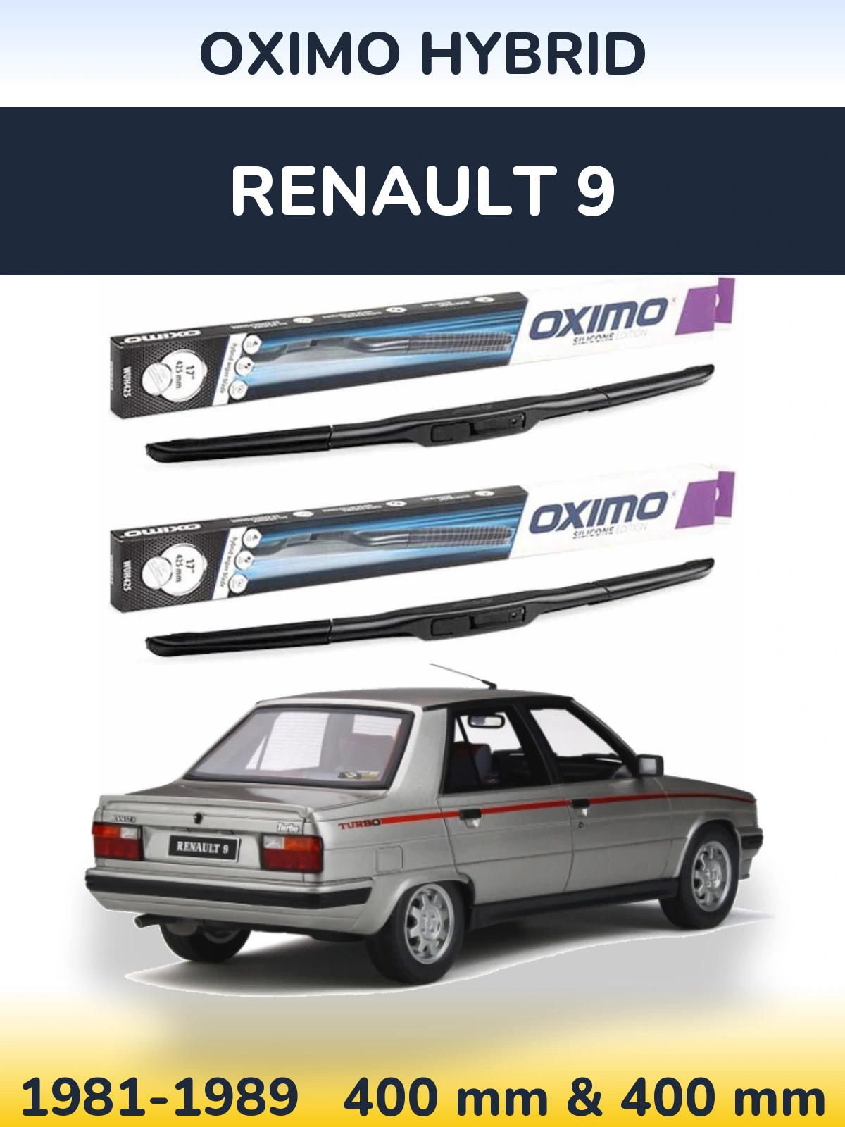 Комплект передніх щіток Oximo Hybrid 400 & 400 мм для Renault 9 1981-1989
