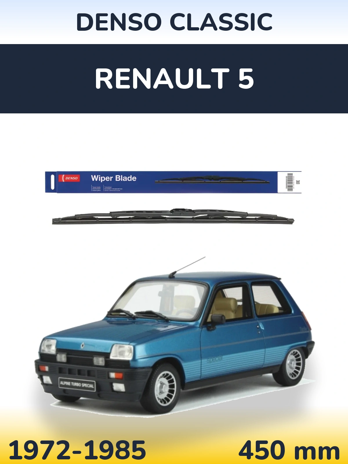 Rear wiper blade Denso Classic 450 mm for Renault 5 1972-1985