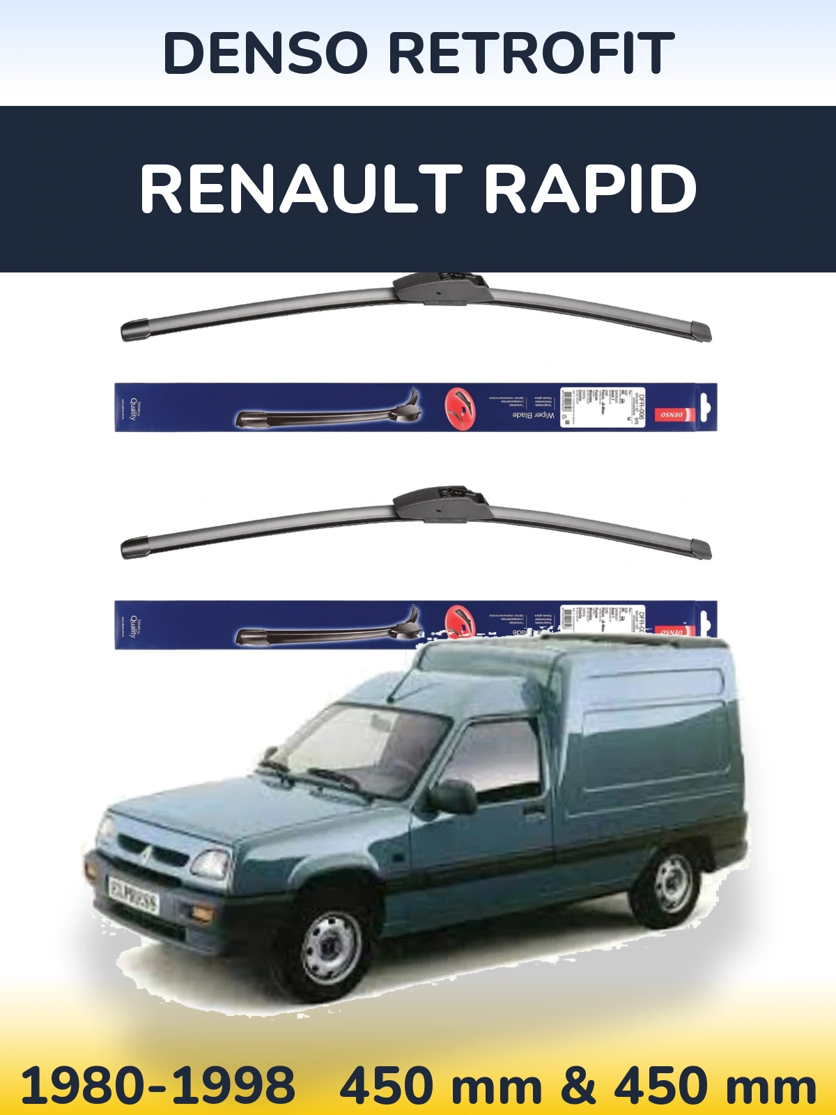 Комплект передніх щіток Denso Retrofit 450 & 450 мм для Renault Rapid 1980-1998