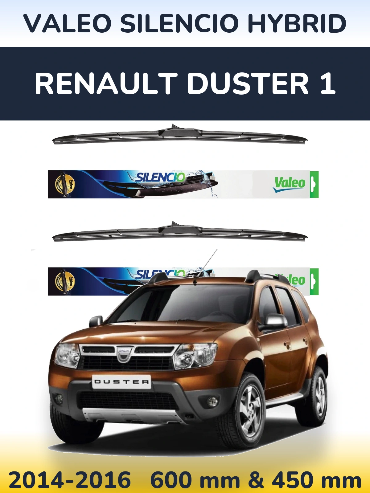 Комплект передних дворников Valeo Silencio Hybrid 600 & 450 мм для Renault Duster 1 2014-2016