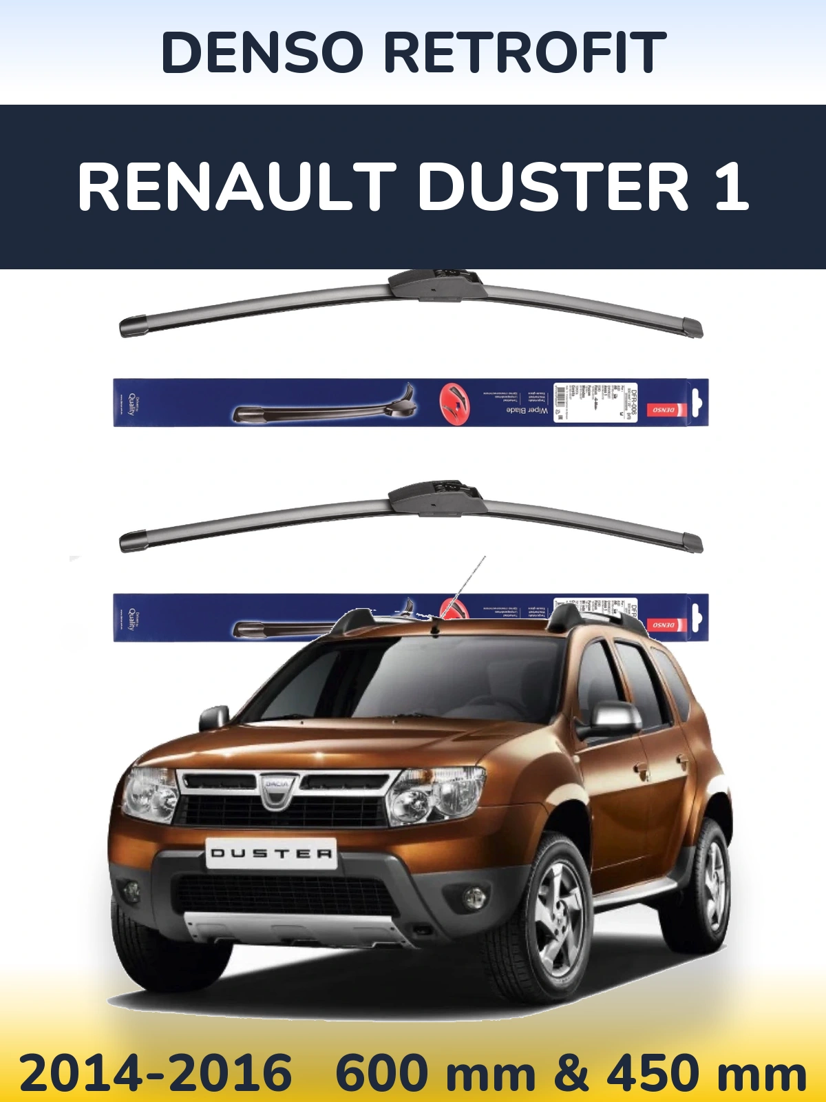 Комплект передних дворников Denso Retrofit 600 & 450 мм для Renault Duster 1 2014-2016