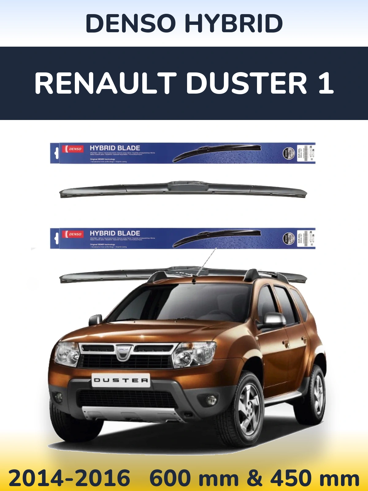 Komplet przednich wycieraczek Denso Hybrid 600 & 450 mm do Renault Duster 1 2014-2016