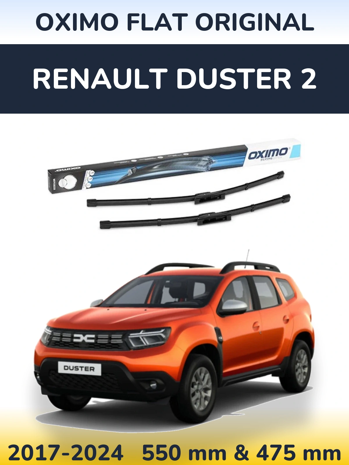 Komplet przednich wycieraczek Oximo Flat Original 550 & 475 mm do Renault Duster 2 2017-2024