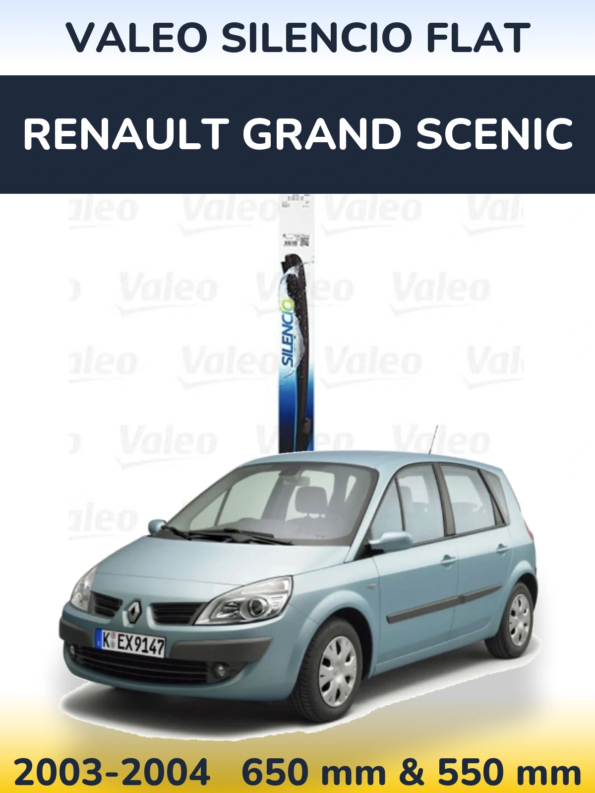 Комплект передних дворников Valeo Silencio Flat 650 & 550 мм для Renault Grand Scenic 2003-2004