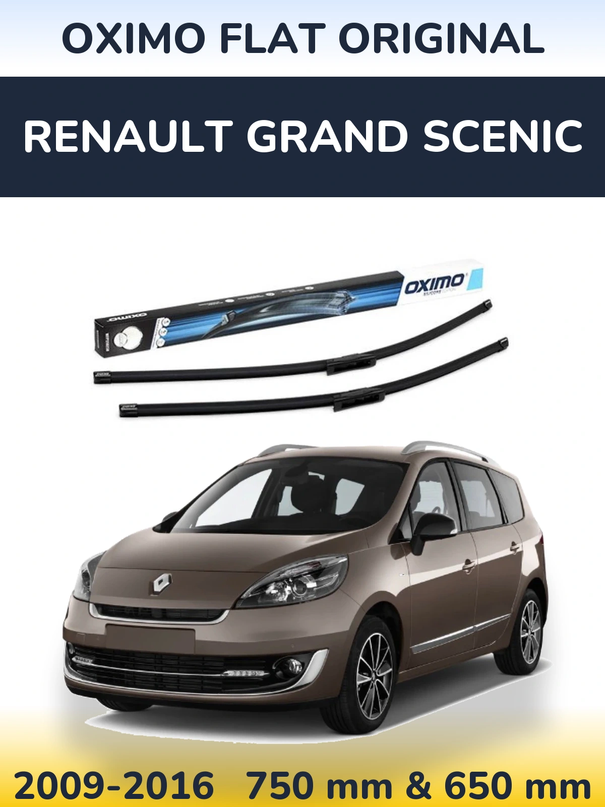 Komplet przednich wycieraczek Oximo Flat Original 750 & 650 mm do Renault Grand Scenic 2009-2016
